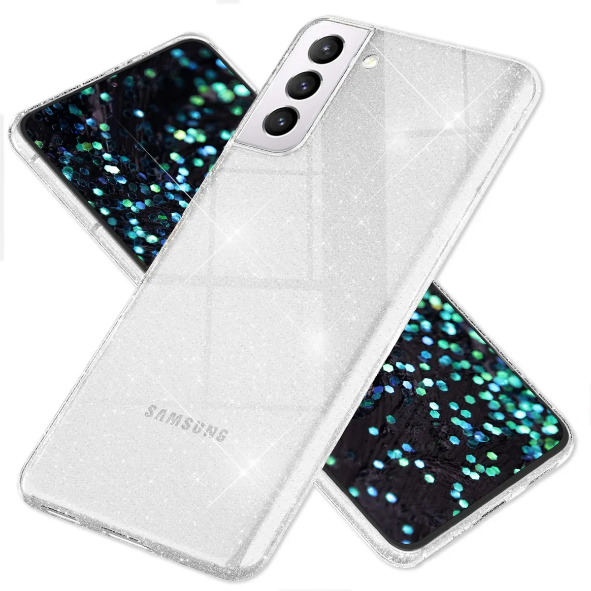 NALIA Glitzerhülle für Samsung Galaxy S22 Plus – Funkelndes Silikon Case – DAZZLIN (Transparent & Stoßfest) – Marke aus Berlin