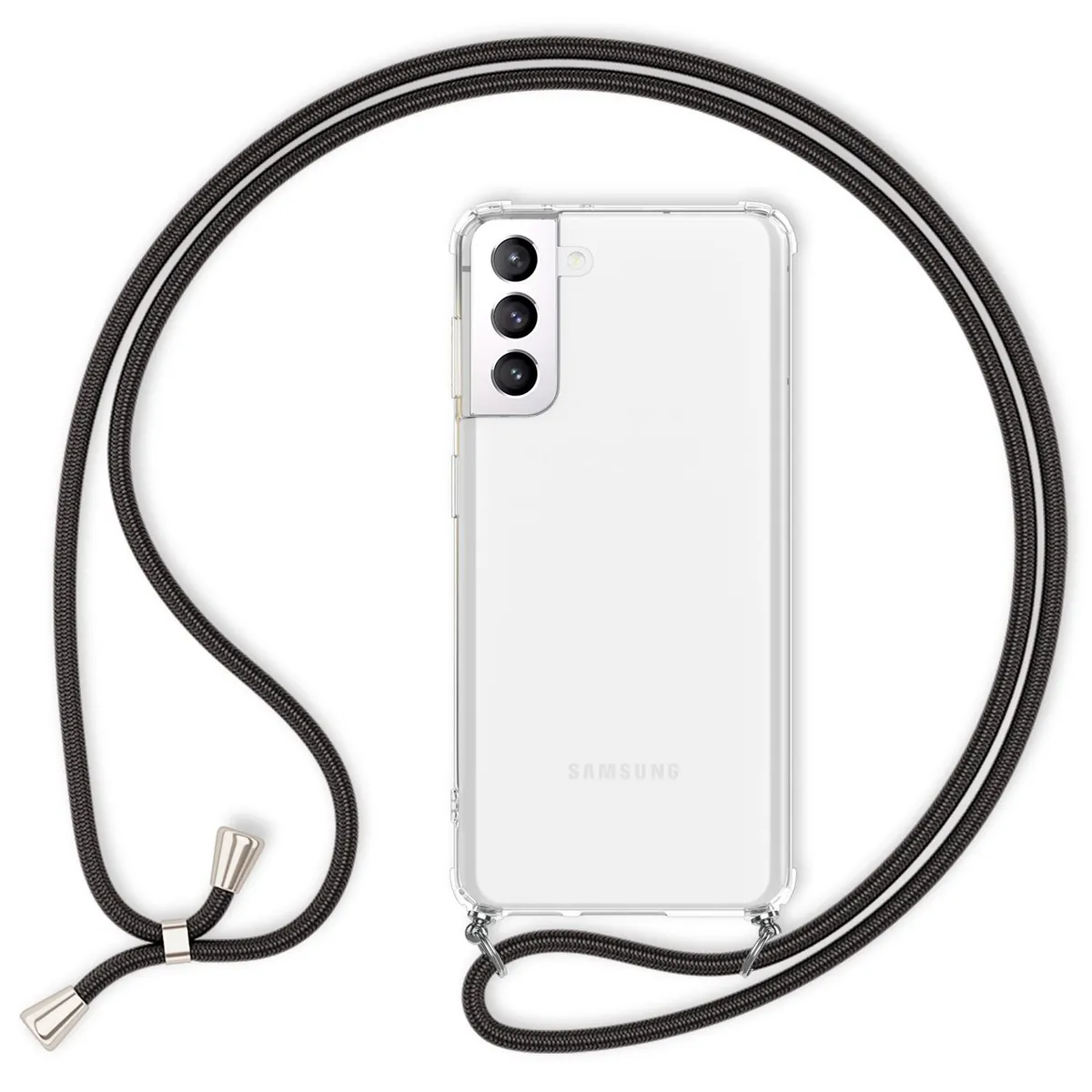 NALIA Handykette für Samsung Galaxy S22 Plus – Transparentes Hybrid-Case & Band – HANGIT (Anti-Gelb Rückseite & Verstellbar) – Marke aus Berlin