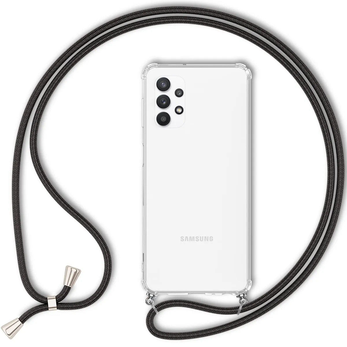 NALIA Handykette für Samsung Galaxy A13 / A13 5G – Transparentes Hybrid-Case & Band – HANGIT (Anti-Gelb Rückseite & Verstellbar) – Marke aus Berlin