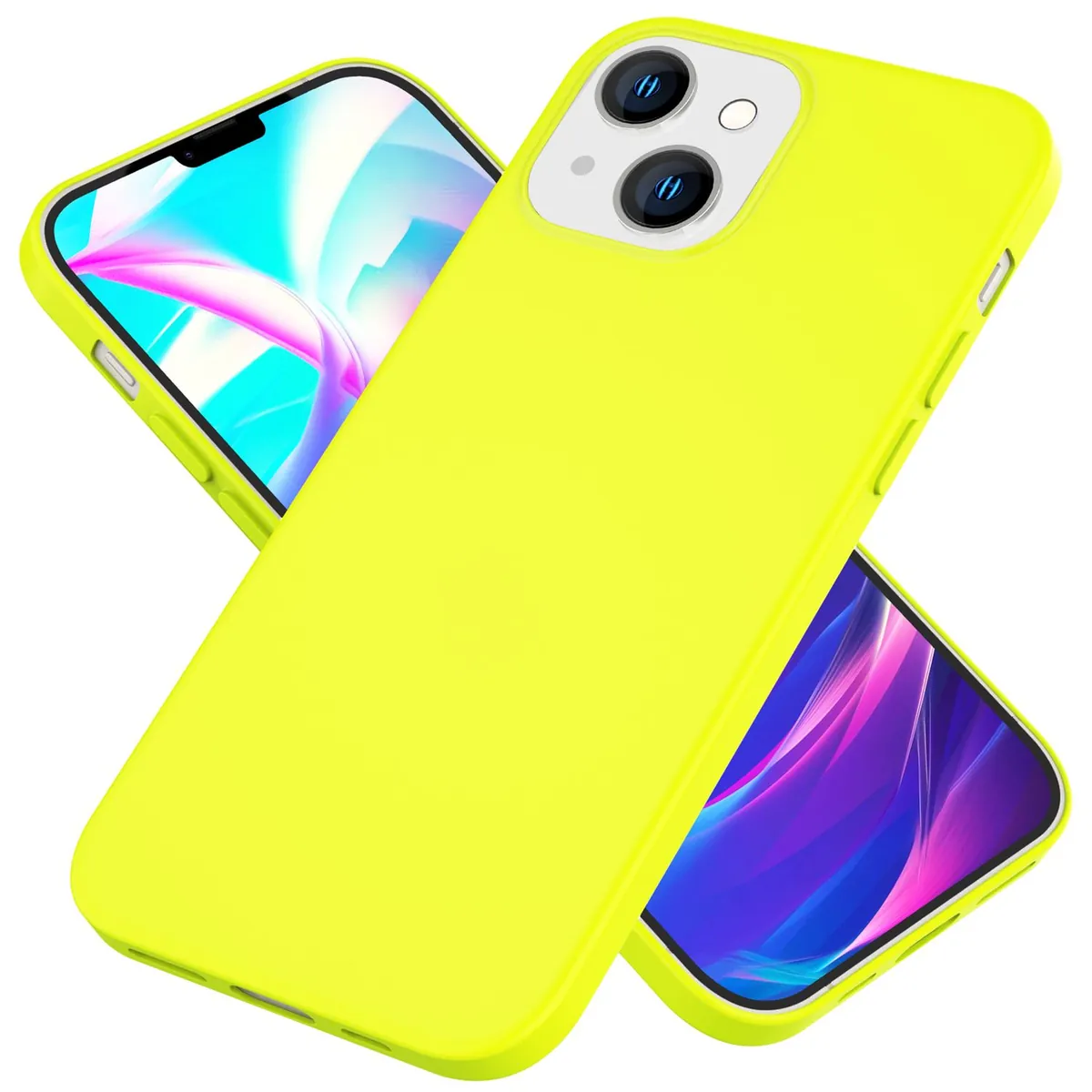 NALIA Neon Silikonhülle für iPhone 14 Plus – Soft-Touch & Signal-Neon – NEONSHOCK (Matte Schutzhülle) – Marke aus Berlin
