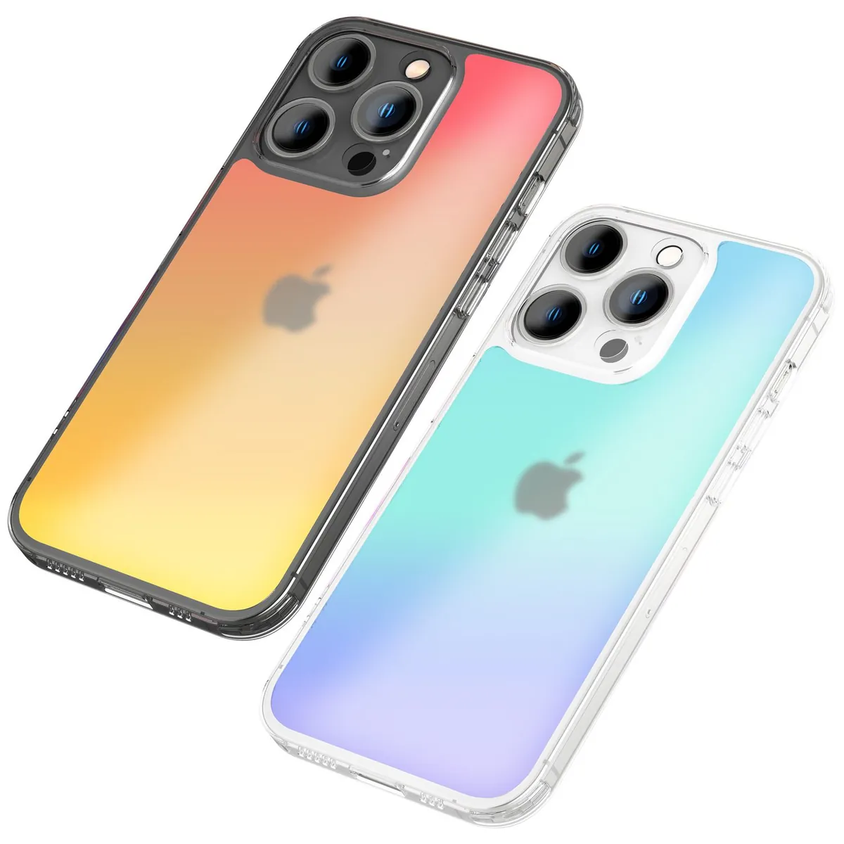 NALIA Farb-Wechsel Handyhülle kompatibel mit iPhone 14 Pro Hülle, Durchscheinend Farbspiel Glänzend Anti-Gelb Robust, Robuste Rückseite & Silikon-Rahmen, Kamera-Schutz Staubschutz
