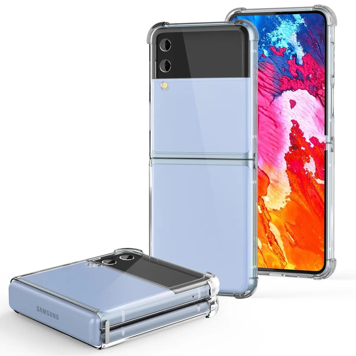 NALIA Klare Einteilige Schutzhülle kompatibel mit Samsung Galaxy Z Flip4 Hülle, Transparent Anti-Gelb Robust Aufprall-Schutz, Harte Rückseite & Verstärkter Silikon-Rahmen, Durchsichtige Handyhülle