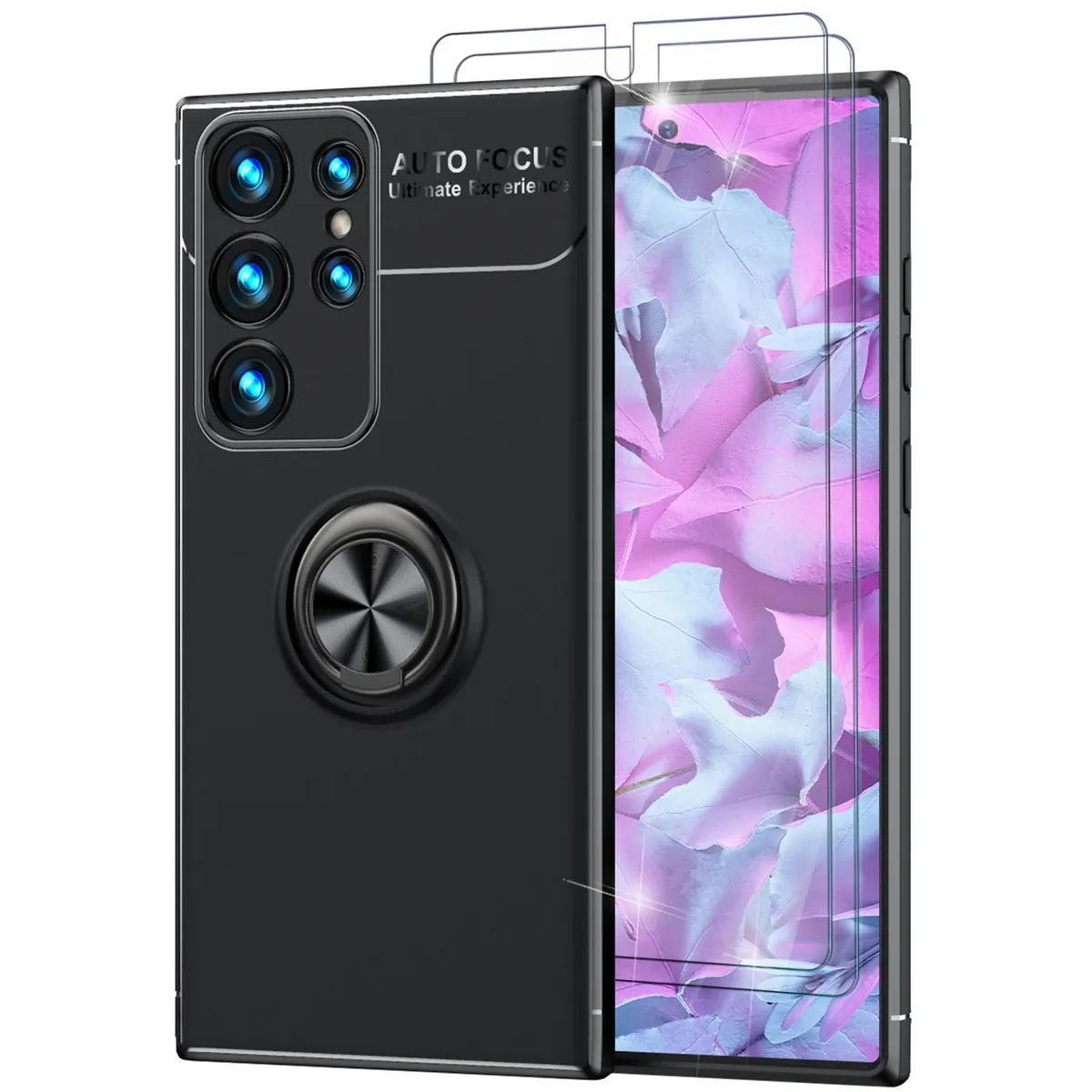 NALIA Ringhülle für Samsung Galaxy S23 Ultra – Ring-Ständer 360° & für Magnet-Halter – GRIP360 (Mattiertes Silikon Case) – Marke aus Berlin