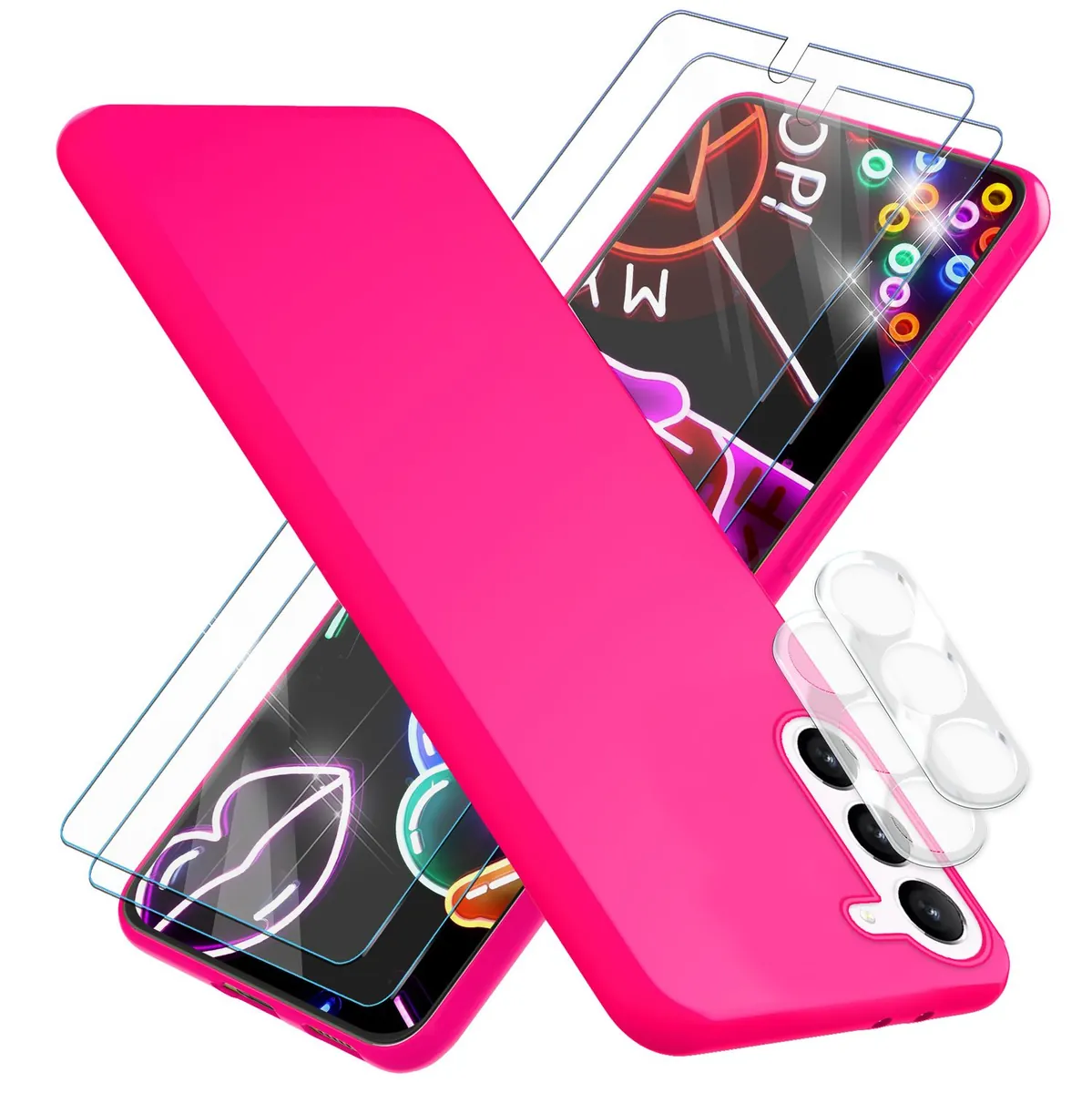 NALIA Neon Silikonhülle für Samsung Galaxy S23 – Soft-Touch & Signal-Neon – NEONSHOCK (Matte Schutzhülle) – Marke aus Berlin