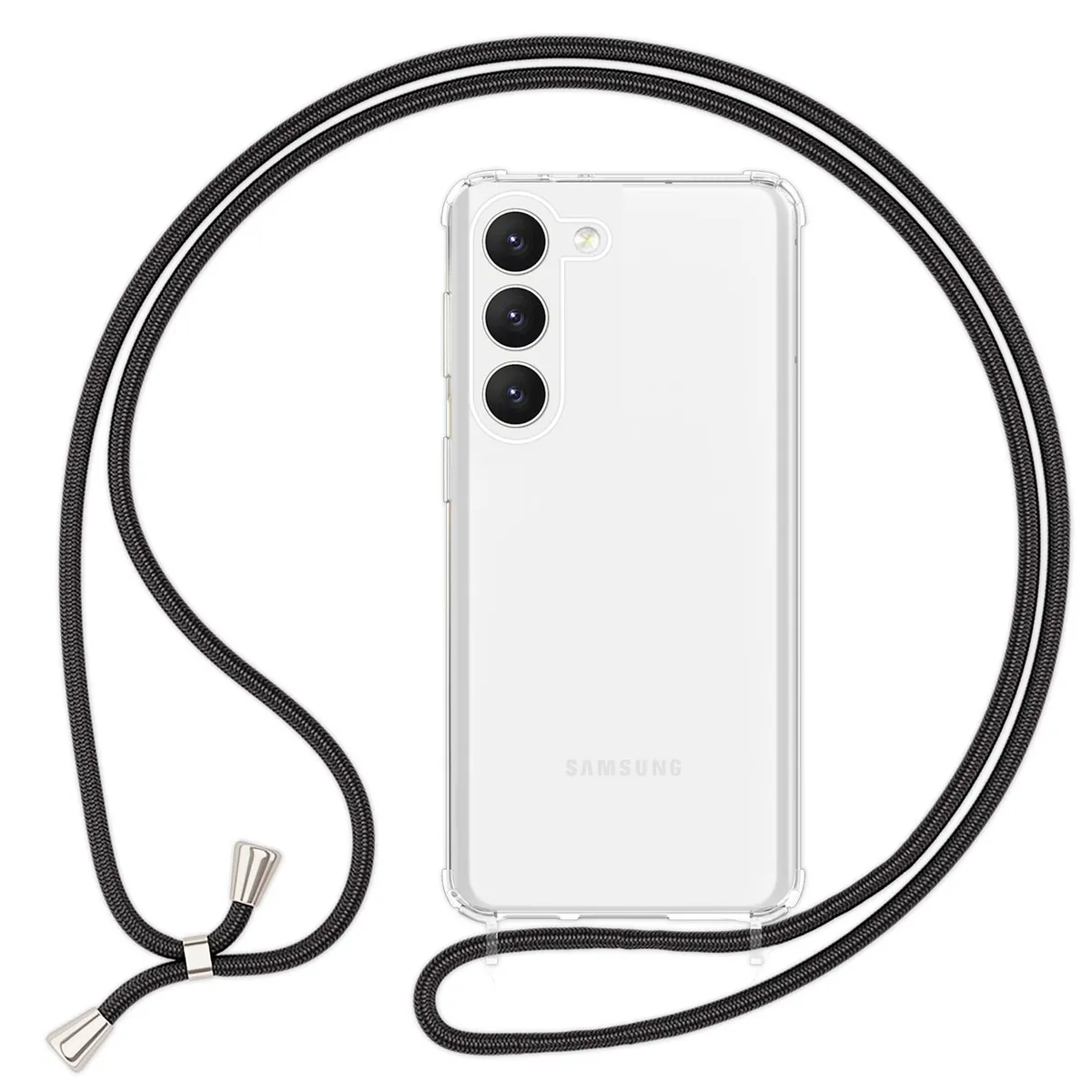 NALIA Handykette für Samsung Galaxy S23 Plus – Transparentes Hybrid-Case & Band – HANGIT PRO (Anti-Gelb Rückseite & Verstellbar) – Marke aus Berlin