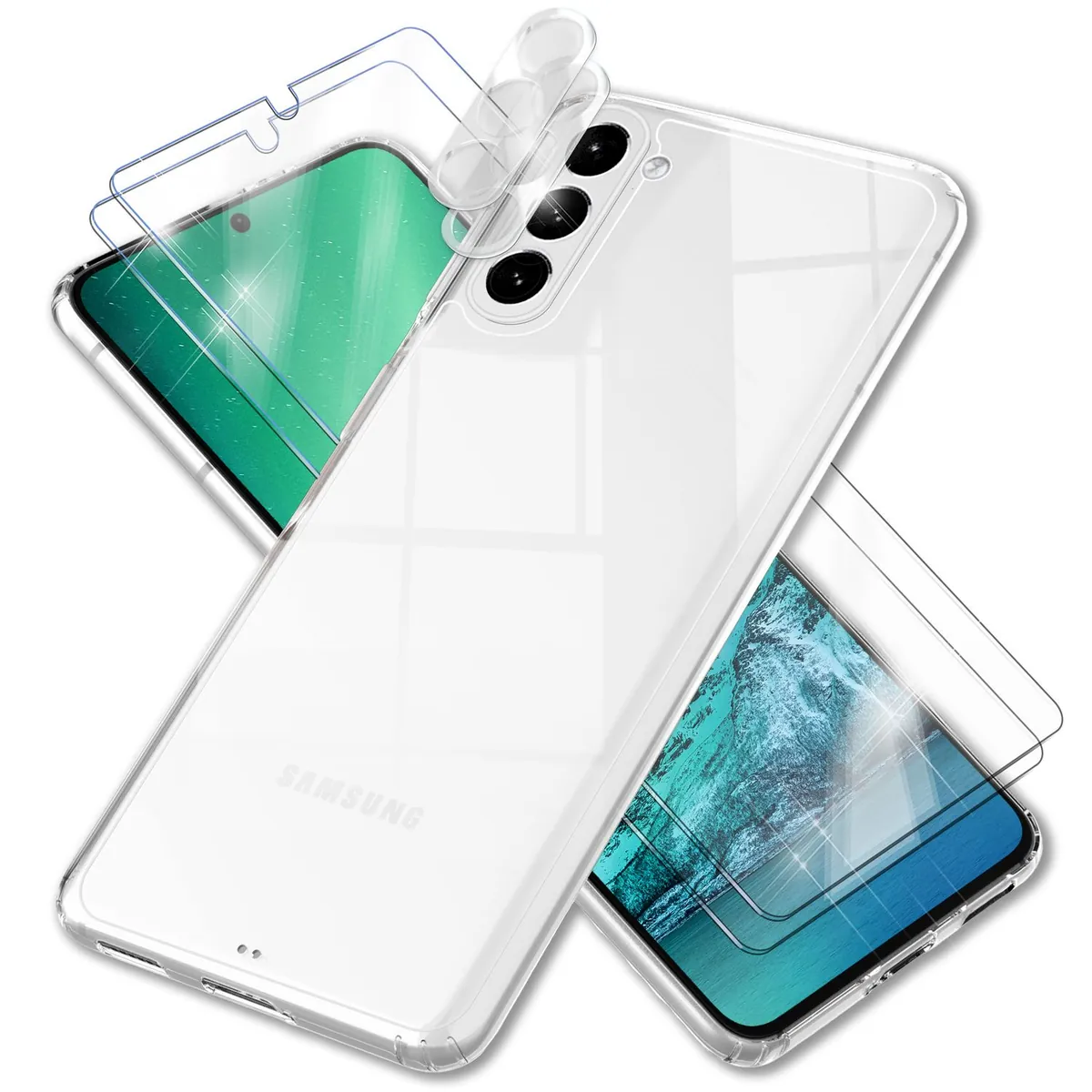 NALIA Transparente Hülle für Samsung Galaxy S23 Plus – Anti-Gelb & Stoßfest – BLYSS (Rückseite in Glas-Optik) – Marke aus Berlin