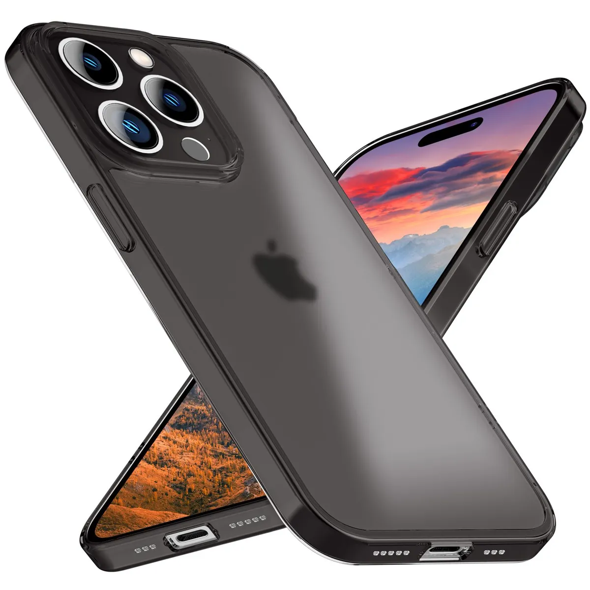 NALIA Ultra Slim Hardcase für iPhone 15 Pro Max – Matt-Transparent & 0.3mm Dünn – PHANTOM (Dünnes Cover & Kamera-Vollschutz) – Marke aus Berlin