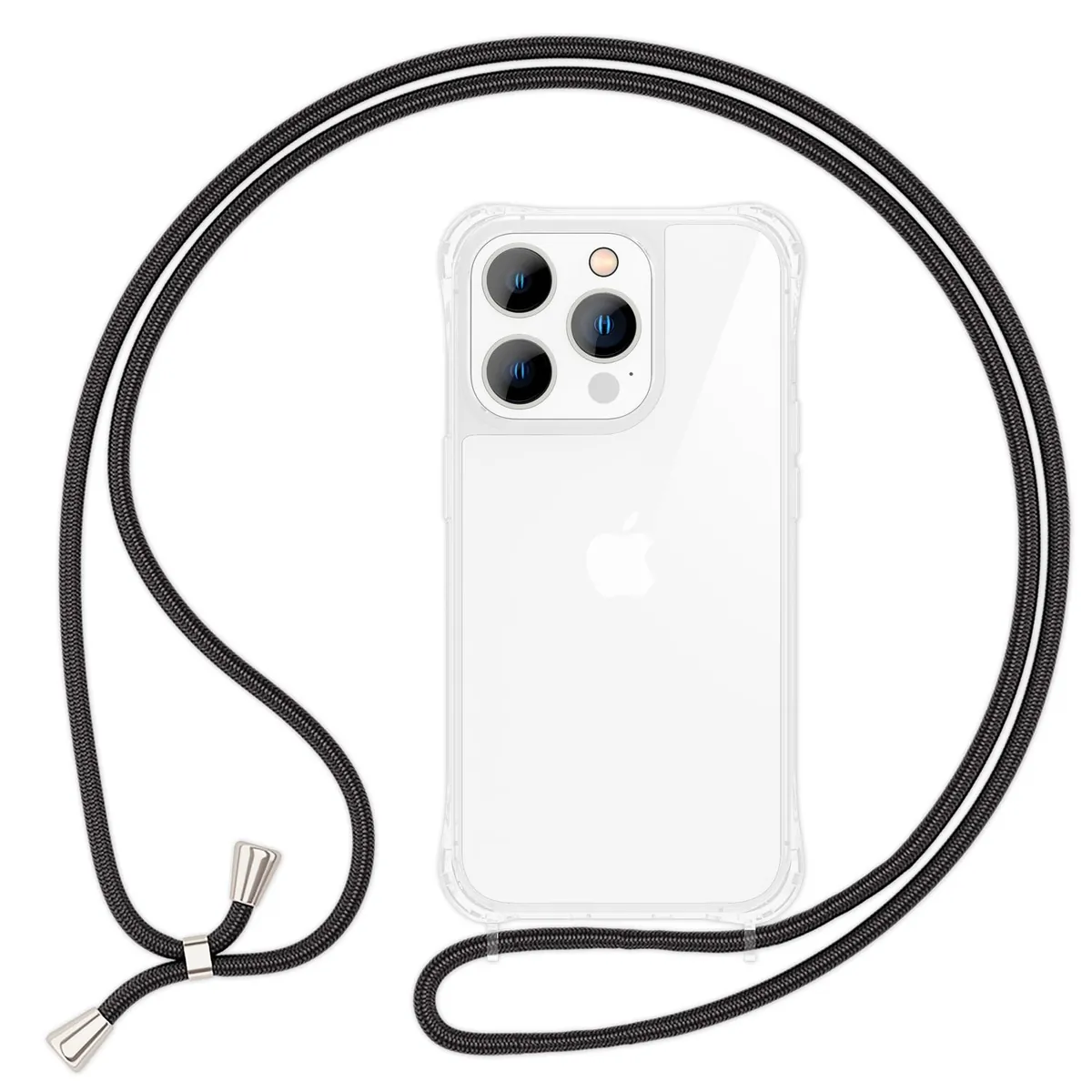 NALIA Handykette für iPhone 15 Pro – Transparentes Hybrid-Case & Band – HANGIT PRO (Anti-Gelb Rückseite & Verstellbar) – Marke aus Berlin