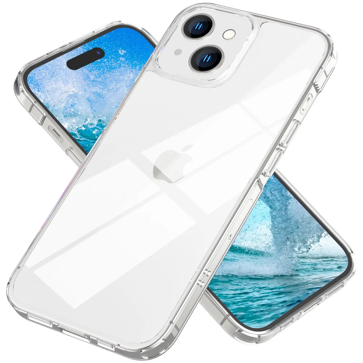 NALIA Transparente Hülle für iPhone 15 – Anti-Gelb & Stoßfest – BLYSS (Rückseite in Glas-Optik) – Marke aus Berlin
