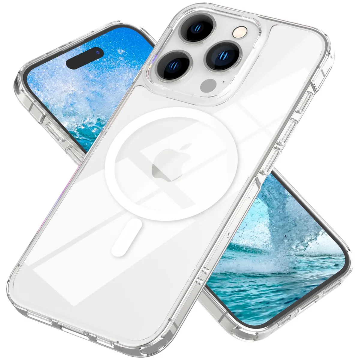 NALIA Transparentes Magnet Case für iPhone 15 Pro Max – MagPower System (MagSafe kompatibel) – LUMEX (Edle Glas-Optik, aber unzerbrechlich) – Marke aus Berlin