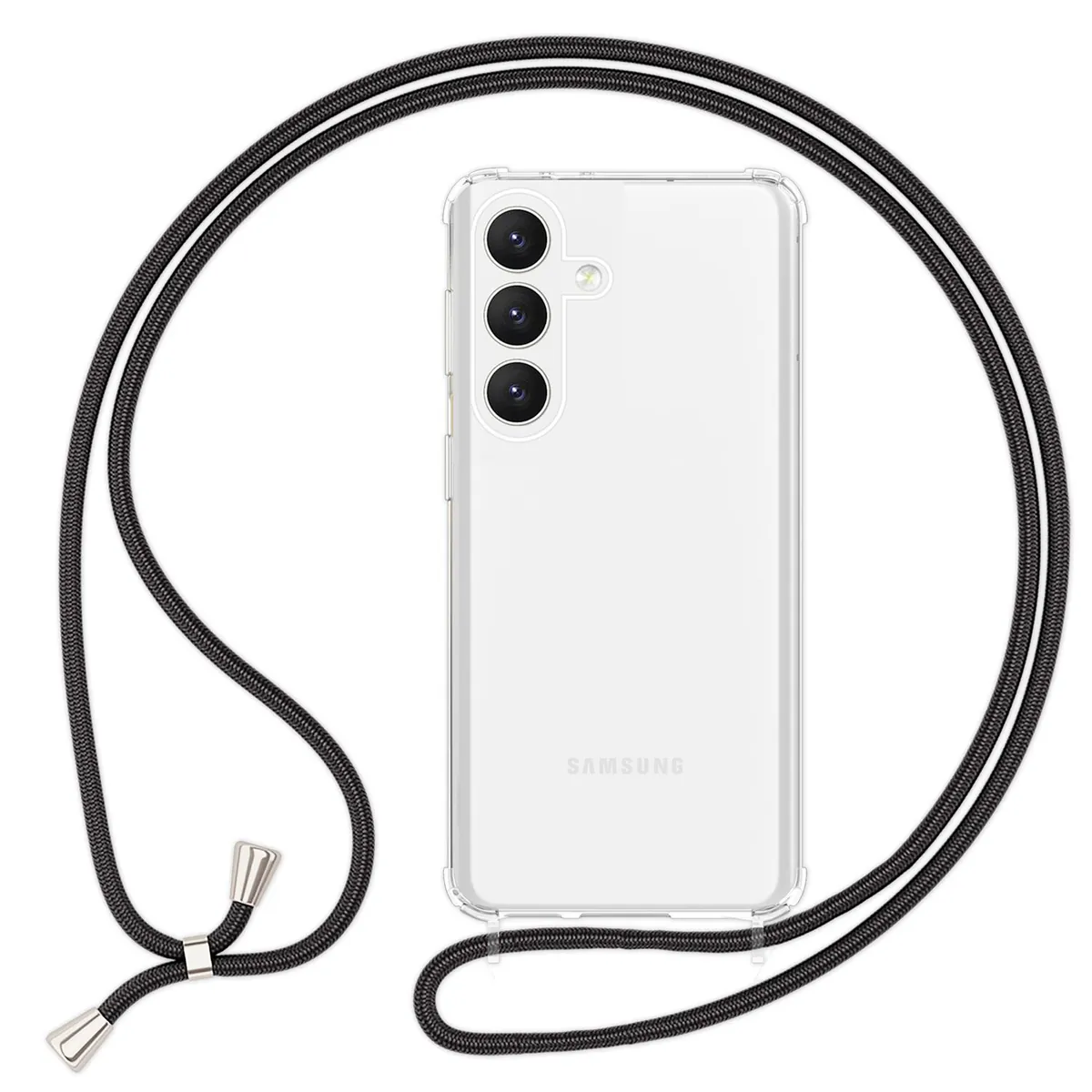 NALIA Handykette für Samsung Galaxy S24 Plus – Transparentes Hybrid-Case & Band – HANGIT PRO (Anti-Gelb Rückseite & Verstellbar) – Marke aus Berlin