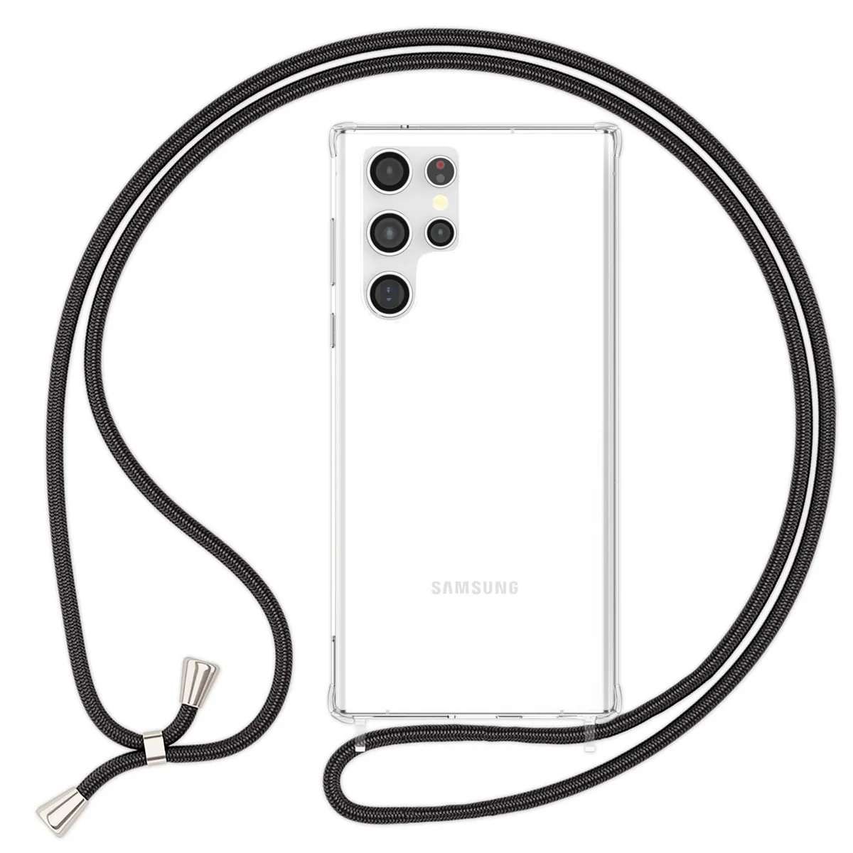 NALIA Handykette für Samsung Galaxy S24 Ultra – Transparentes Hybrid-Case & Band – HANGIT PRO (Anti-Gelb Rückseite & Verstellbar) – Marke aus Berlin