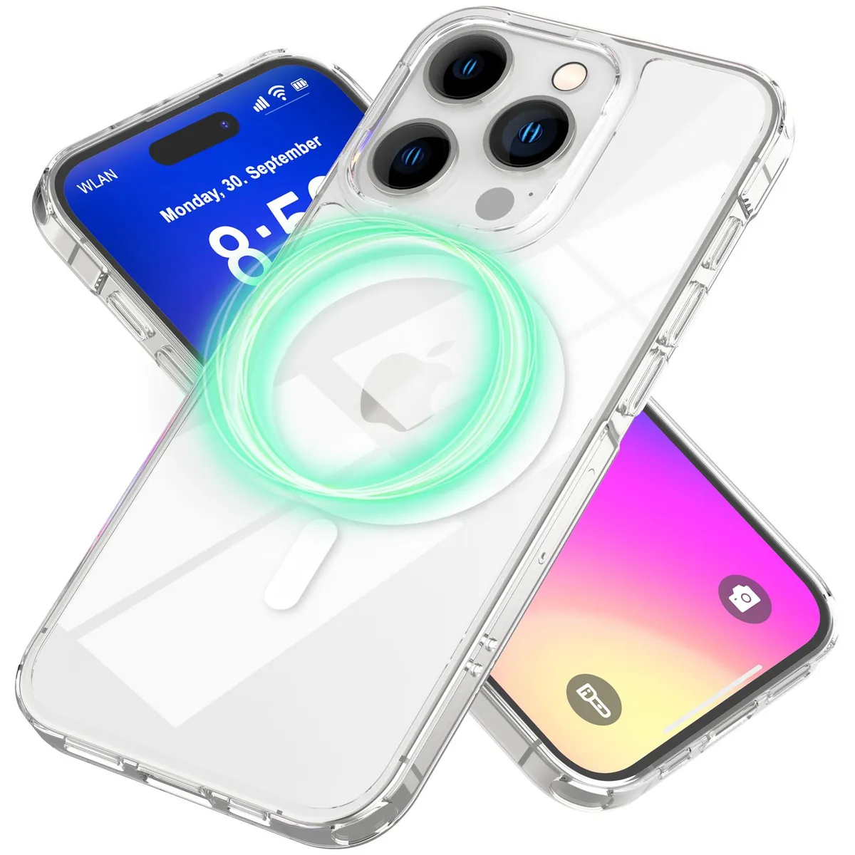 NALIA Transparentes Magnet Case für iPhone 16 Pro Max – MagPower System (MagSafe kompatibel) – LUMEX (Edle Glas-Optik, aber unzerbrechlich) – Marke aus Berlin