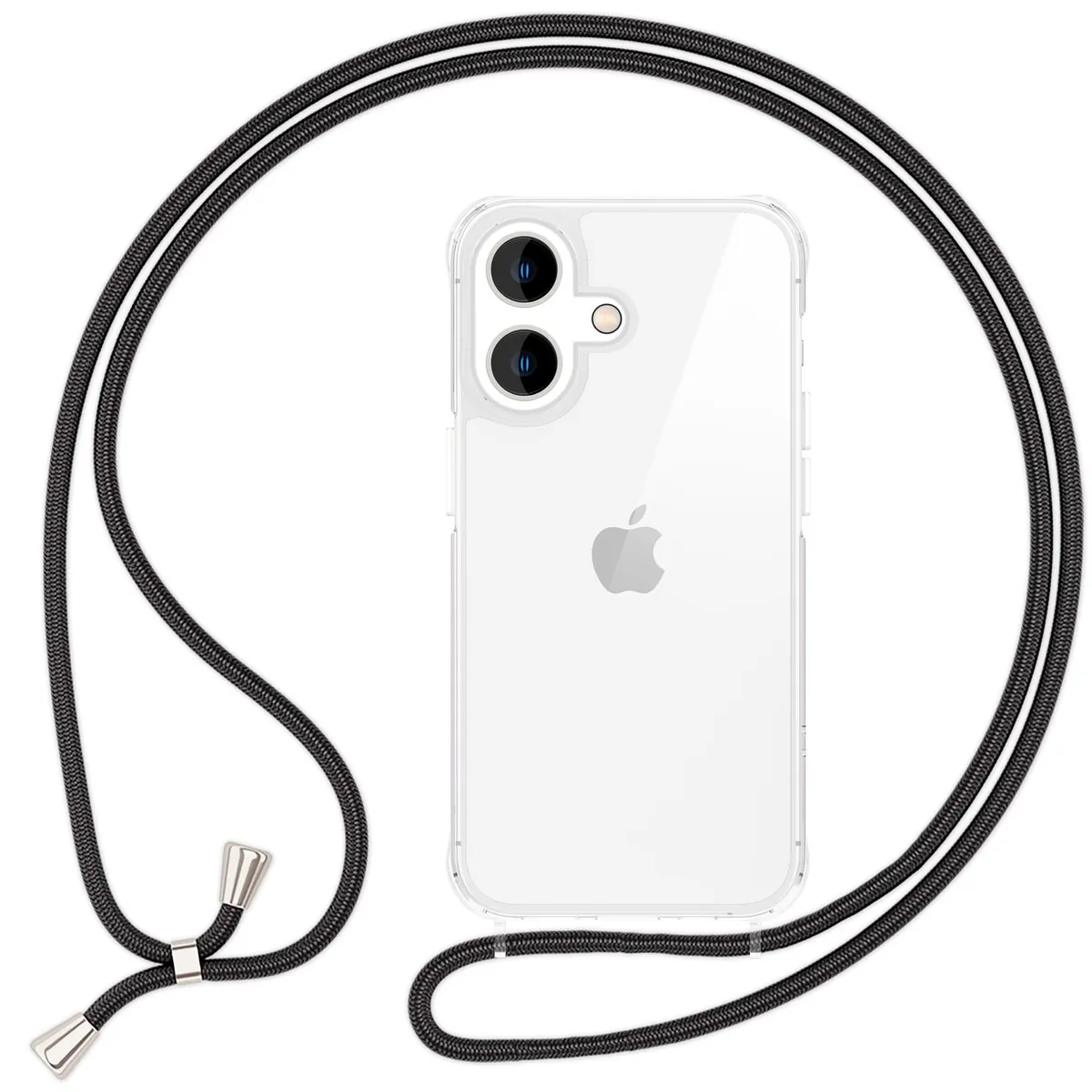 NALIA Handykette für iPhone 16 Plus – Transparentes Hybrid-Case & Band – HANGIT PRO (Anti-Gelb Rückseite & Verstellbar) – Marke aus Berlin