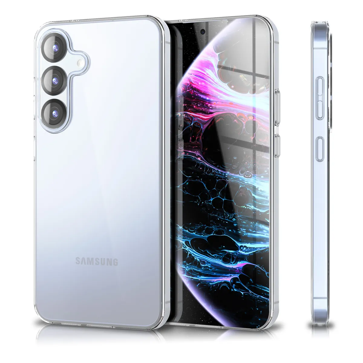 NALIA Transparente Silikonhülle für Samsung Galaxy S25 FE – Anti-Gelb & Rutschfest – GLAZE (Handyhülle Kristallklar, Schlank & Stoßfest) – Marke aus Berlin