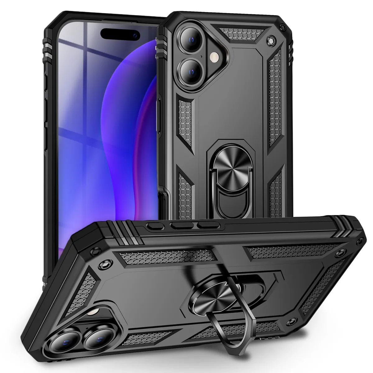 NALIA Panzerhülle für iPhone 17 – Ring-Ständer 360° & Magnet-Halterung Kompatibel – RINGDEFEND (Stoßfestes Outdoor Case) – Marke aus Berlin
