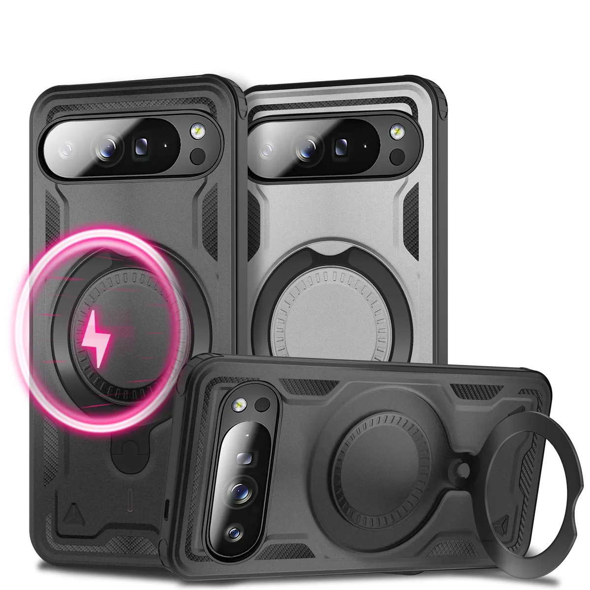 NALIA Magnetische Panzerhülle für Google Pixel 10 Pro XL – Ring-Halterung 360° & MagSafe kompatibel – STORMGUARD (Outdoor Case) – Marke aus Berlin