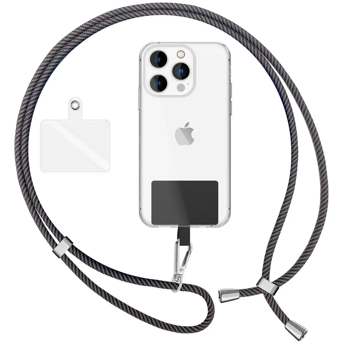 NALIA Bunte Universal-Kette mit Pad, Band für Handy-Hülle zum Umhängen, Karabinerhaken Anhänger Metall, Schlüsselband Umhängeband 160 CM, Crossbody Lanyard mit Schlaufe