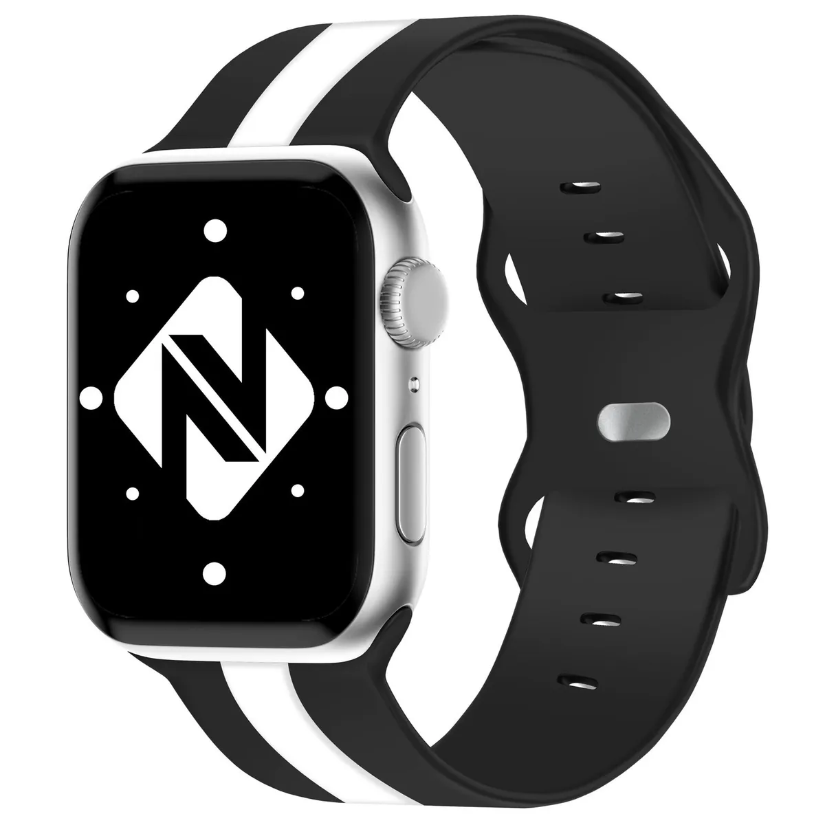 NALIA Gestreiftes Silikon Smart-Watch Ersatzarmband kompatibel mit Apple Watch Armband Ultra/SE & Series 8/7/6/5/4/3/2/1, 42 44 45 49mm, iWatch Fitnessarmband Damen & Herren