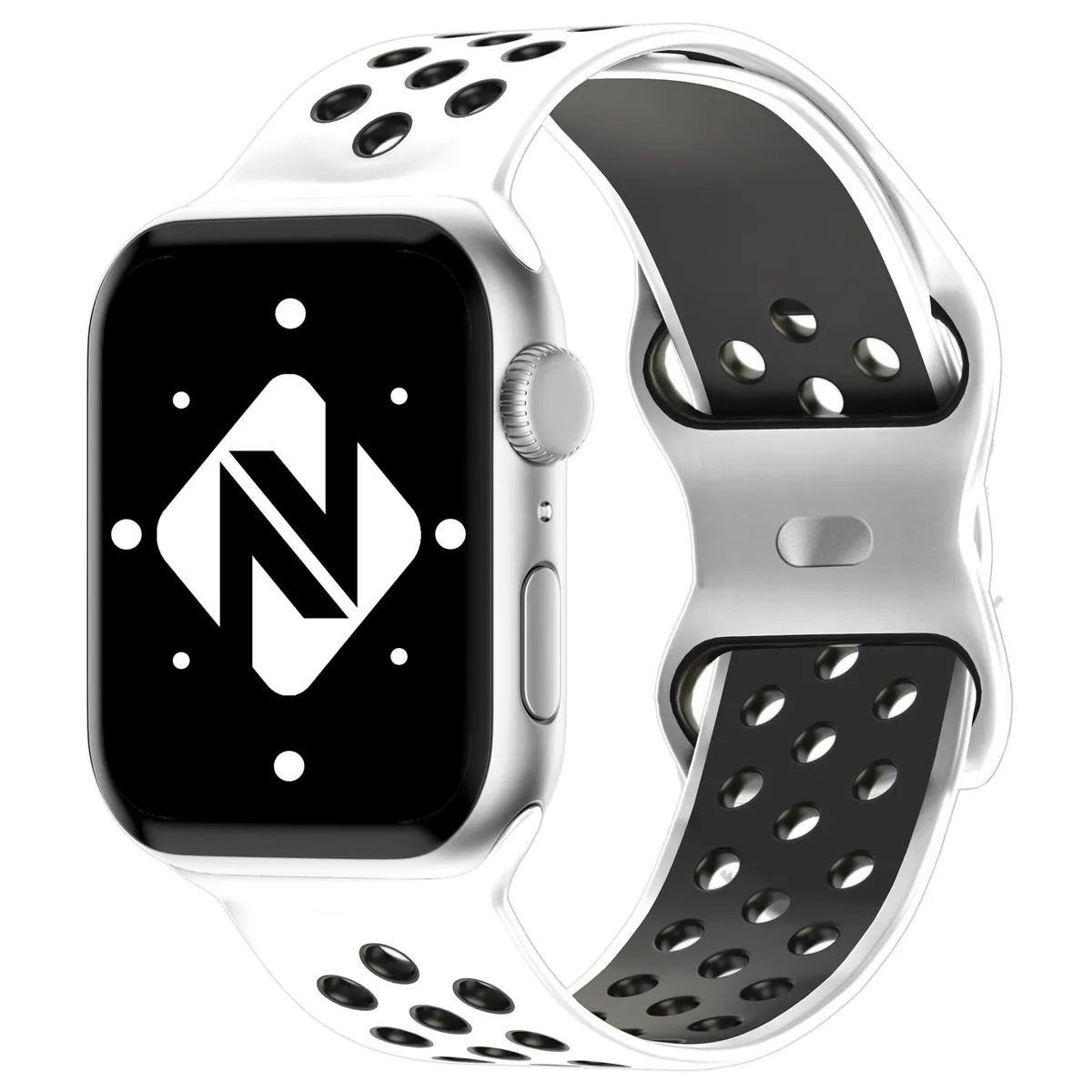 NALIA Silikon Smart Watch Armband Airflow-Löcher kompatibel mit Apple Watch Armband Ultra/SE & Series 8/7/6/5/4/3/2/1, 42mm 44mm 45mm 49mm, iWatch Sport-Band Damen Herren