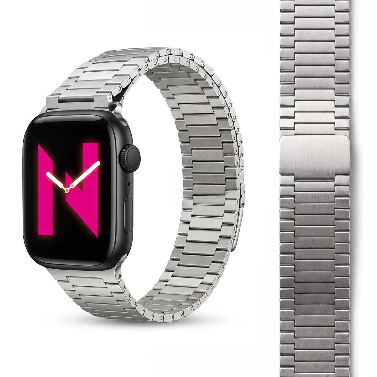 NALIA Chronos Edelstahl Armband kompatibel mit Apple Watch Armband SE iWatch Series 10 9 8 7 6 5 4 3 2 1 38/40/41/42mm, Magnetisches Loop-Armband aus Metall mit Schnellverschluss