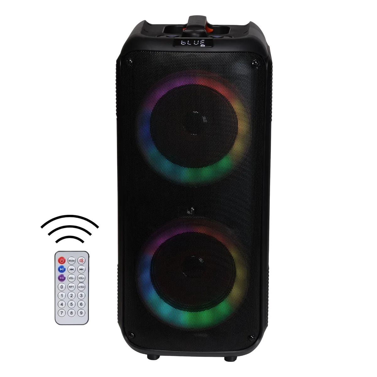 DENVER BPS-354 – Karaoke Bluetooth-Partylautsprecher mit LED-Lichteffekten und Funk Mikrofon, 200W (20W RMS)