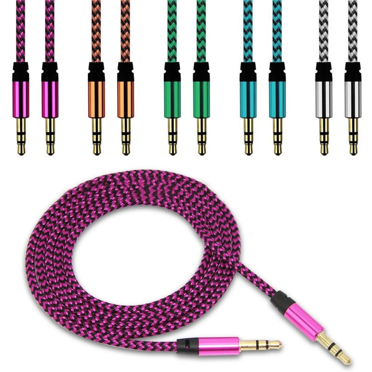 Audio Stereo Kopfhörer Anschlusskabel Nylon 1m 3,5mm Klinke Stecker > Stecker