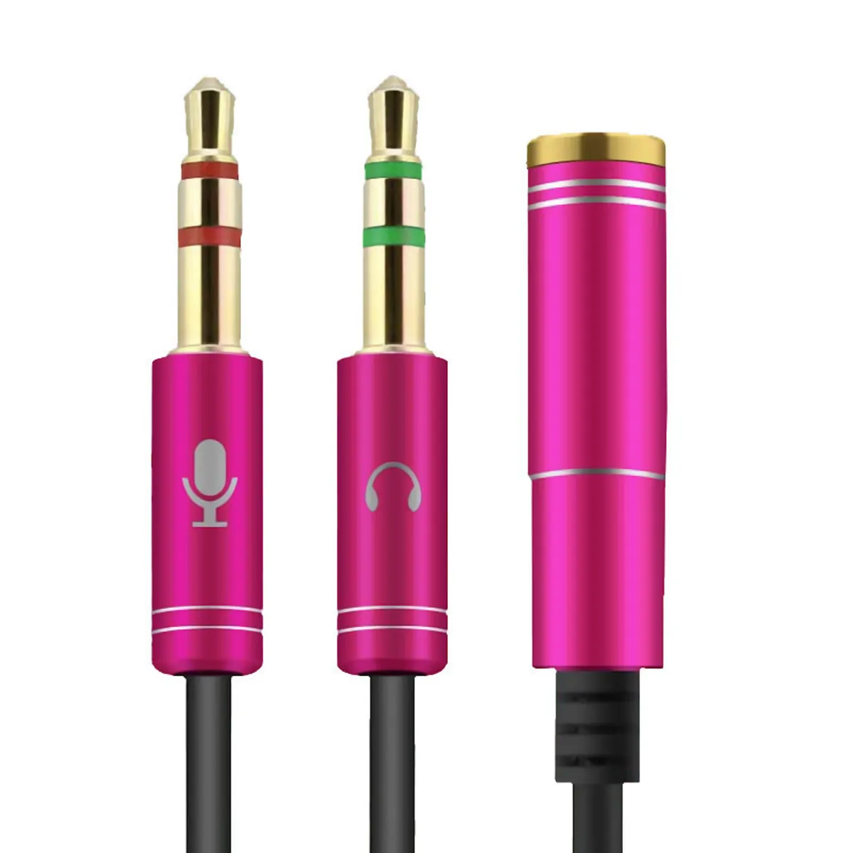 Audio Splitter Kabel Rot Y Adapter Headset 3.5mm Klinke 1 x Buchse > 2 x Stecker