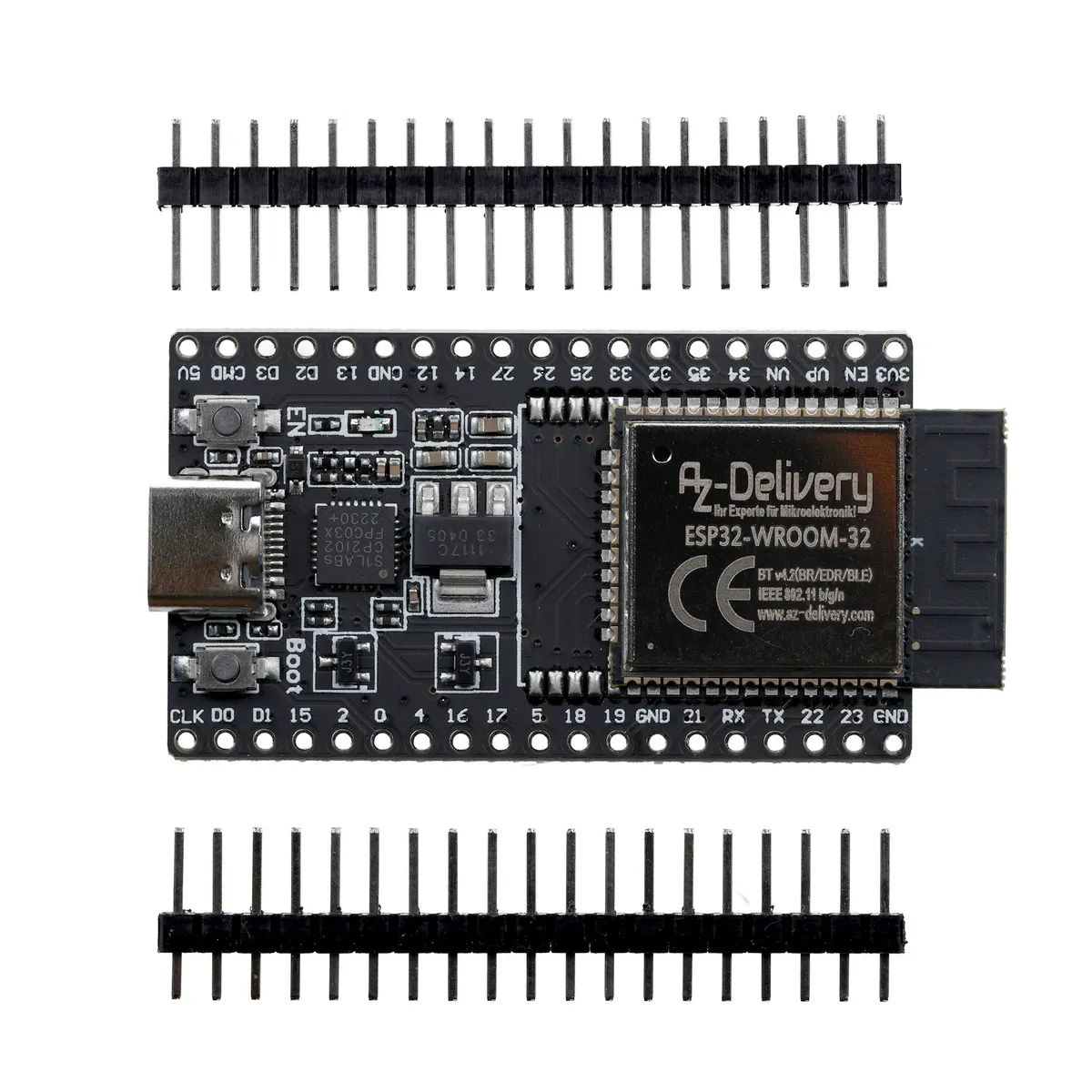 ESP32 Board Dev Kit C V4 NodeMCU WLAN WiFi Development Board unverlötet mit USB-C Anschluss kompatibel mit Arduino