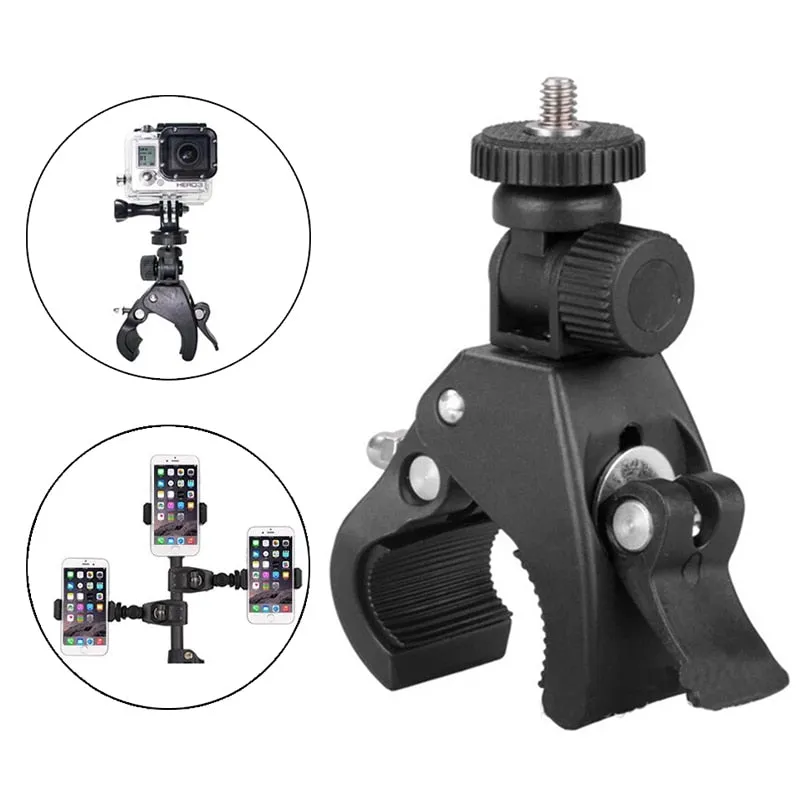 High Quality 1/4 Mount Screw Clip Tripod Camera DV DSLR Bike Bicycle Handlebar Clamp Bracket Tripod For Action camera Gopro Hero