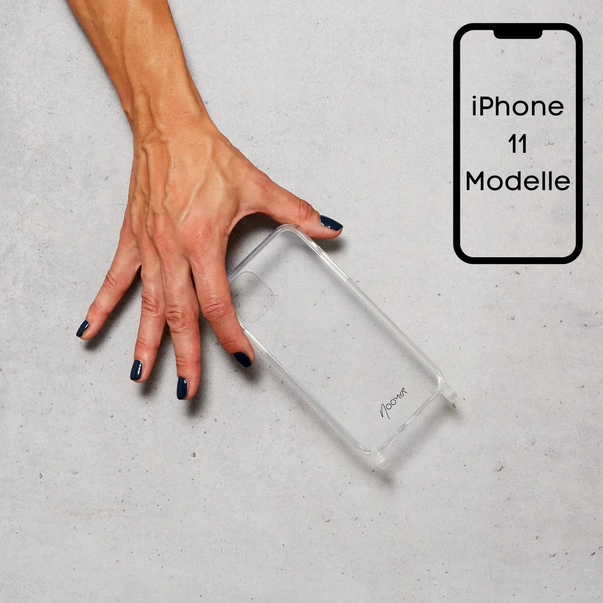 Handyhülle für iPhone 11 er Modelle mit Ösen für Handyketten & Handybänder | transparent