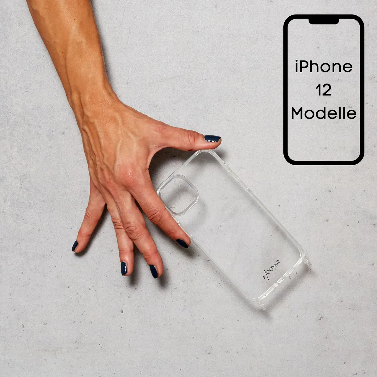 Handyhülle für iPhone 12 er Modelle mit Ösen für Handyketten & Handybänder | transparent