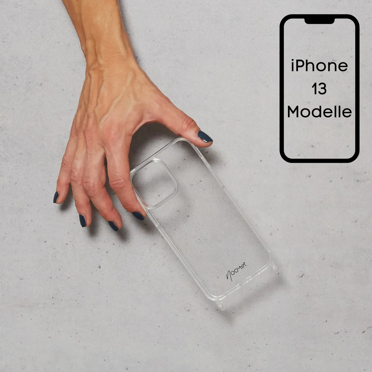 Handyhülle für iPhone 13 er Modelle mit Ösen für Handyketten & Handybänder | transparent
