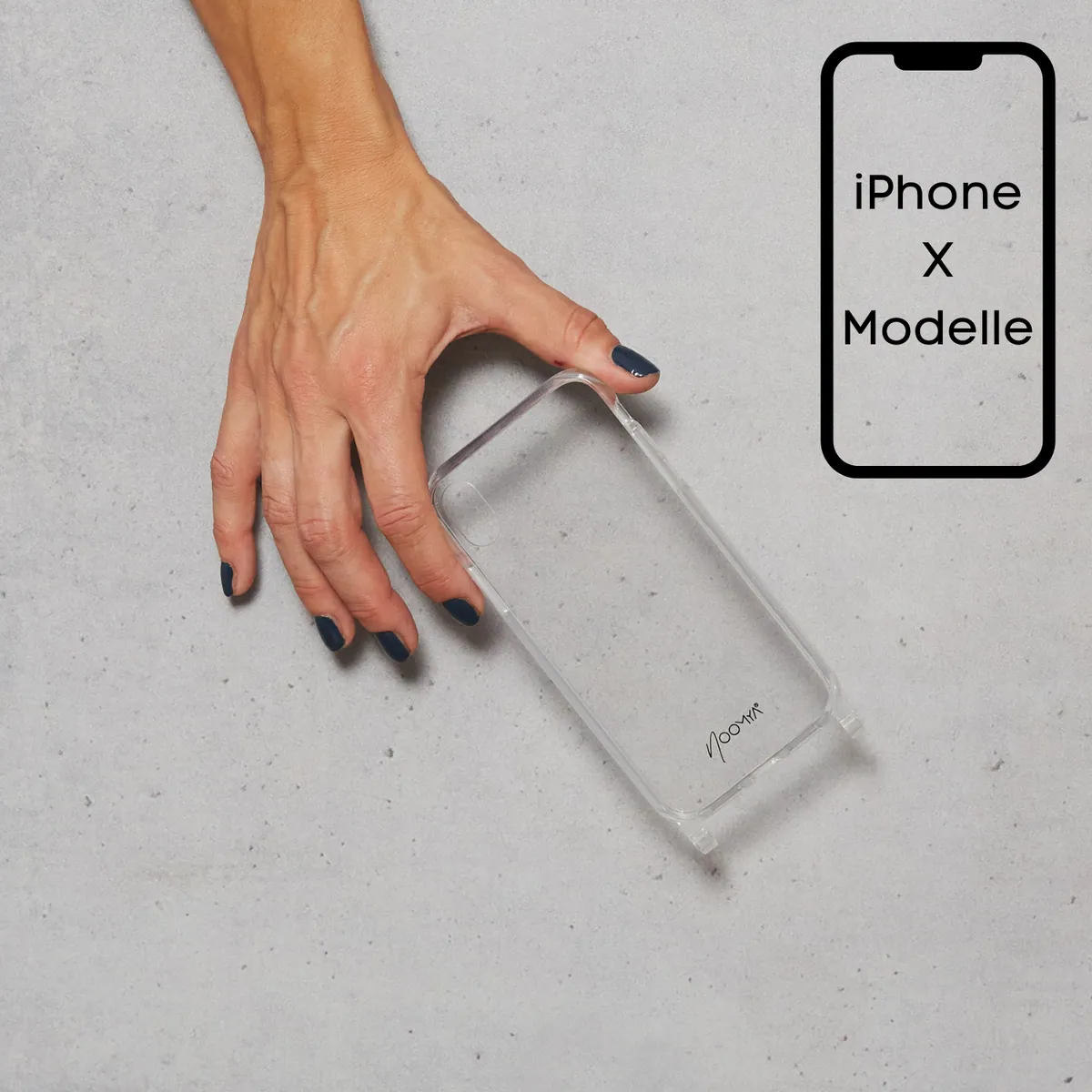 Handyhülle für iPhone X Modelle mit Ösen für Handyketten & Handybänder | transparent