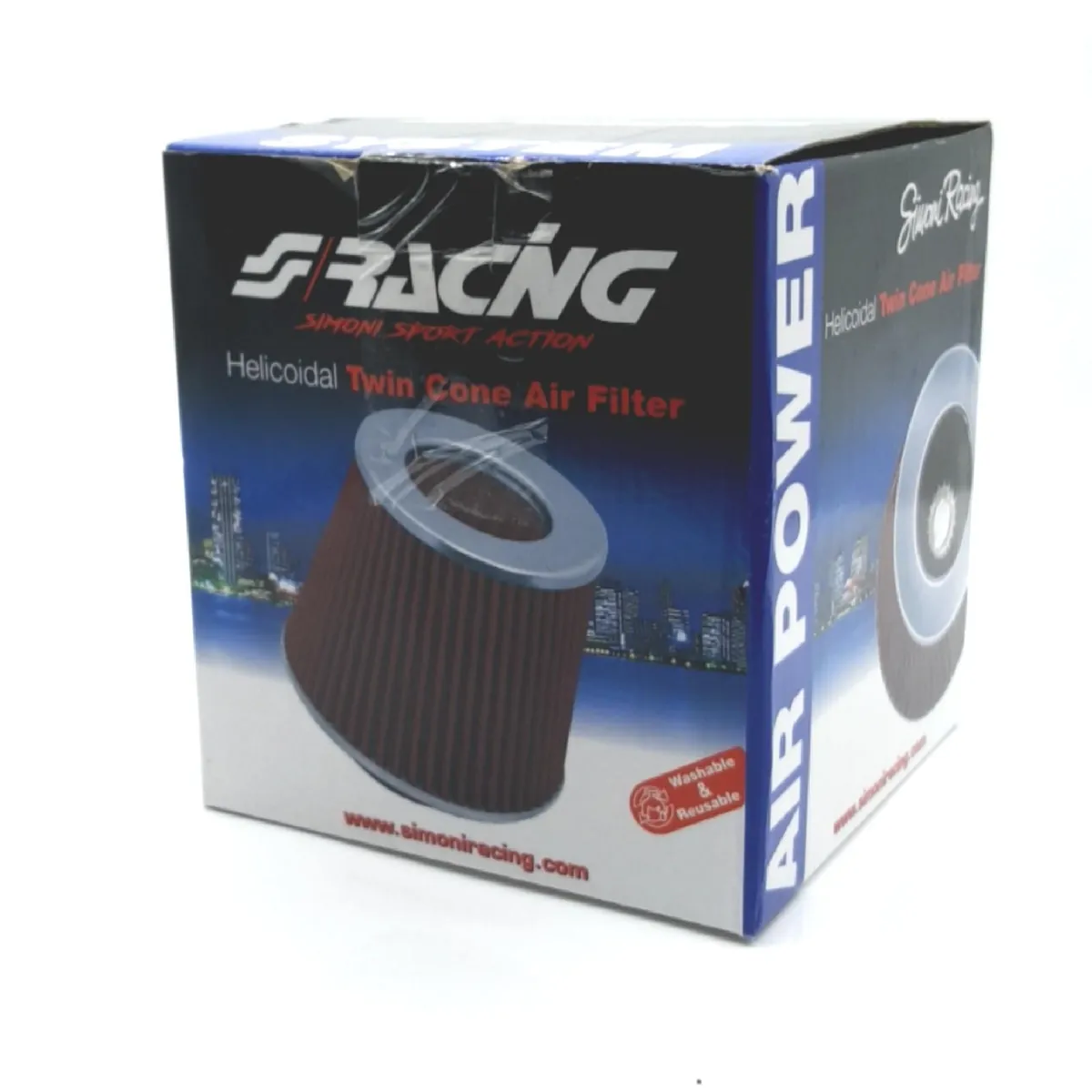 Simoni Racing Luftfilter Auto Tuning FSR UA Helicoidal Double Cone Effektiv Rot Baumw