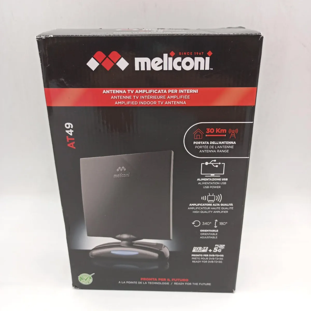 Meliconi TV Antenne Empfangstechnik AT 49 USB TV Antenne mit Einstellbarer