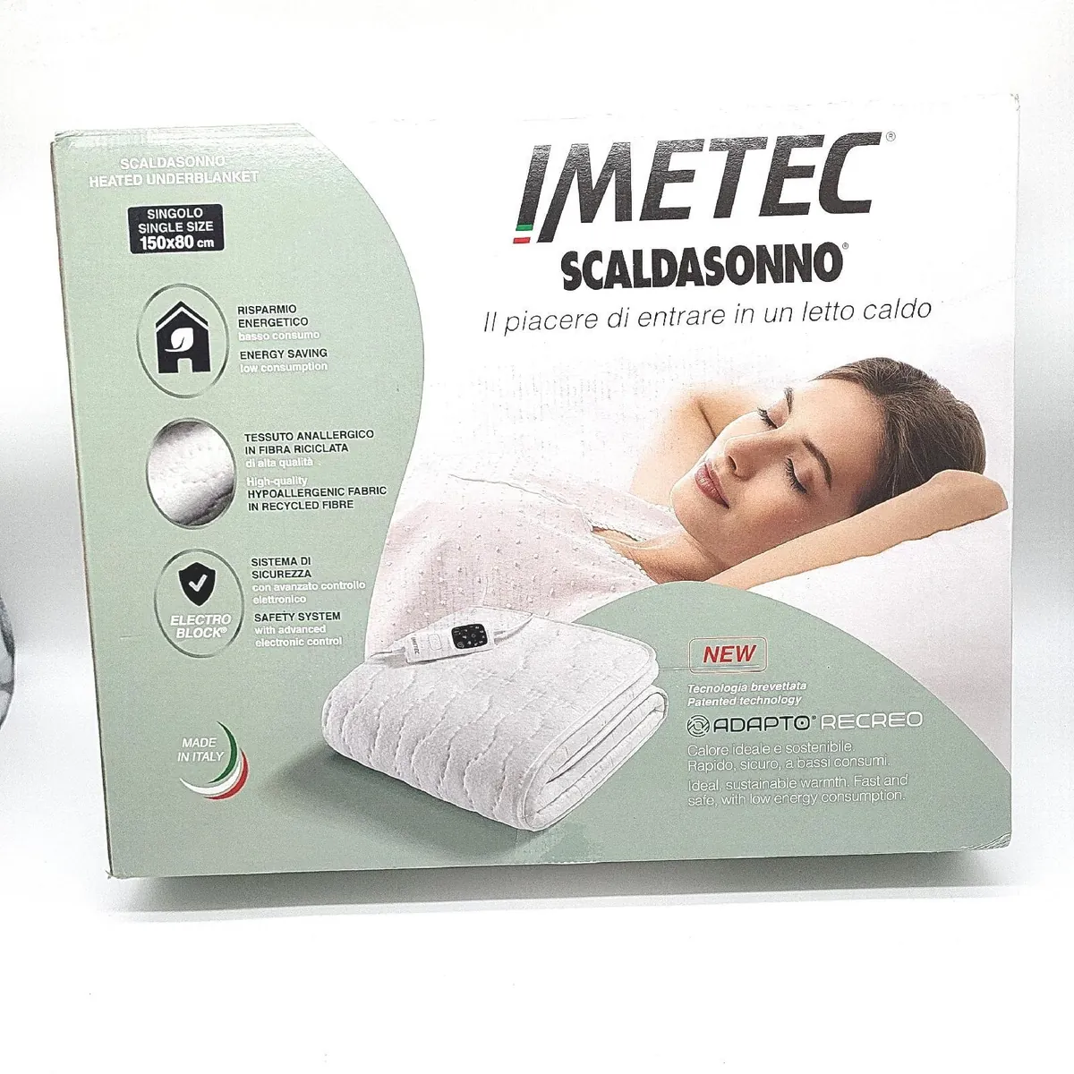 Imetec Wärmeunterbett Heimtextilien Adapto Recreo schnelle konstante Wärme für Bett