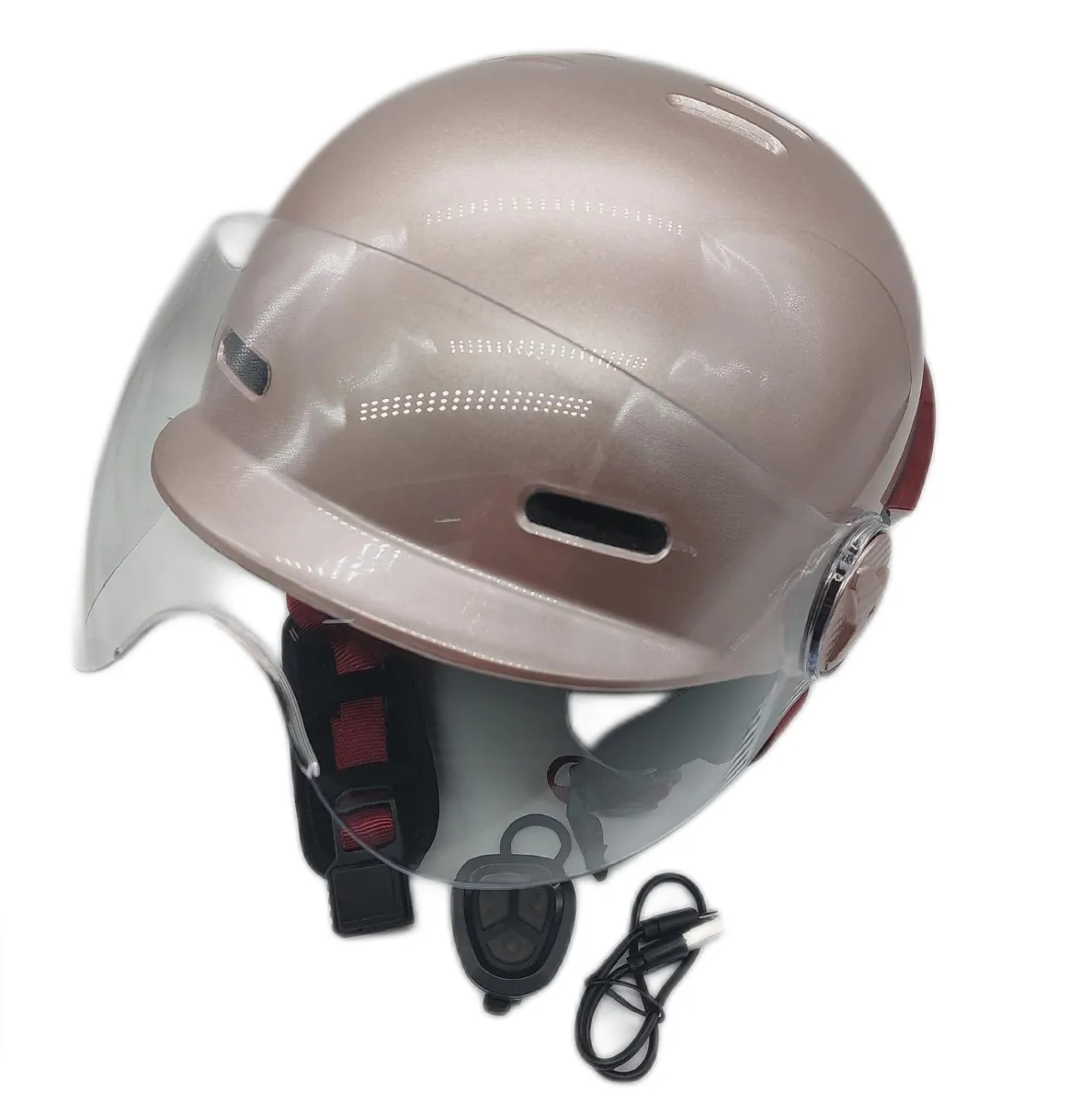 CASR Helm Fahrrad Zubehör Glow LED XL Visier abnehmbar Ohrpolster Rück Blinker sicher