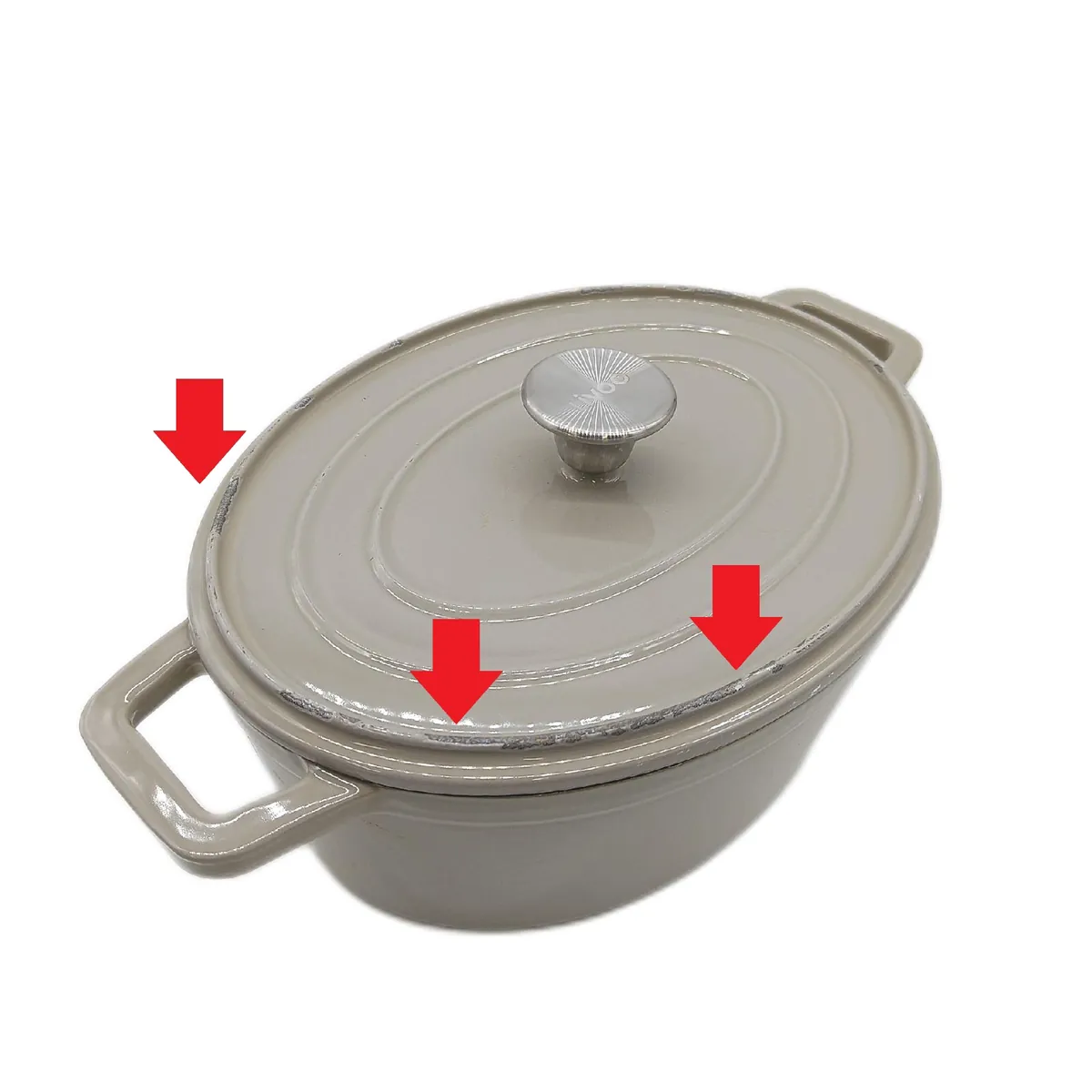 Ovaler Gusseisen-Bräter 29 cm Länge Beige MEP129G Kleine Speisenzubereitung