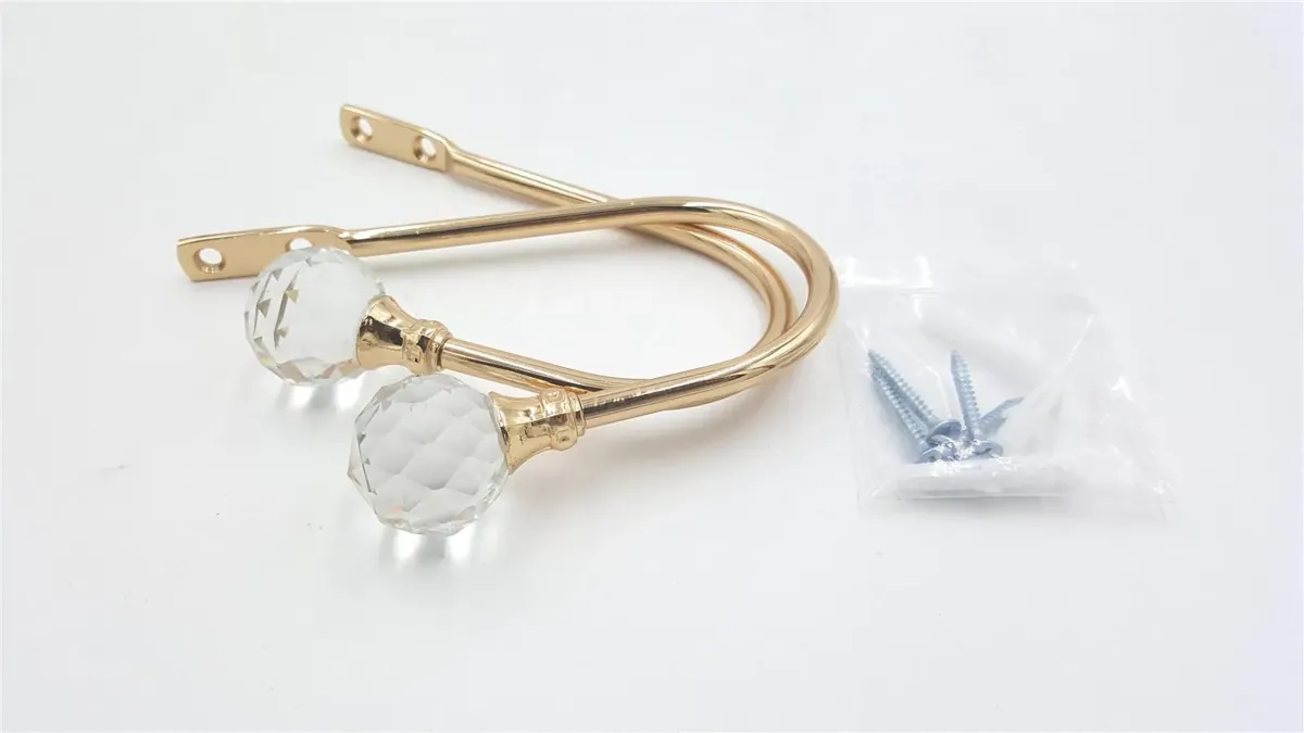 PHOEWON Raffhalter Gardinen Zubehör Set 2 Halter Gold Metall Kristall Eleganz