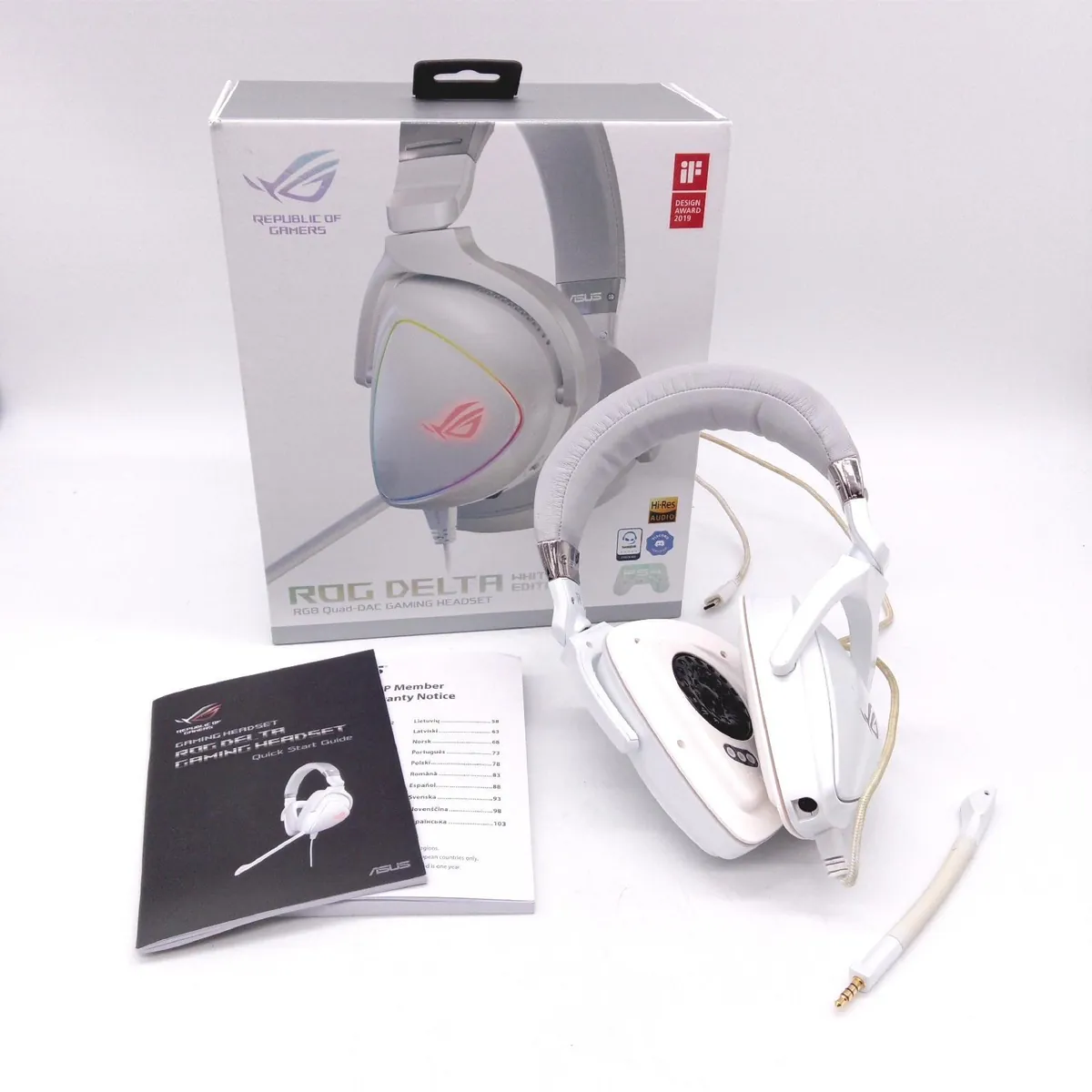 Asus Gaming Headset Kopfhörer ROG Delta Weiße Edition USB C Kompatibel Aura Sync