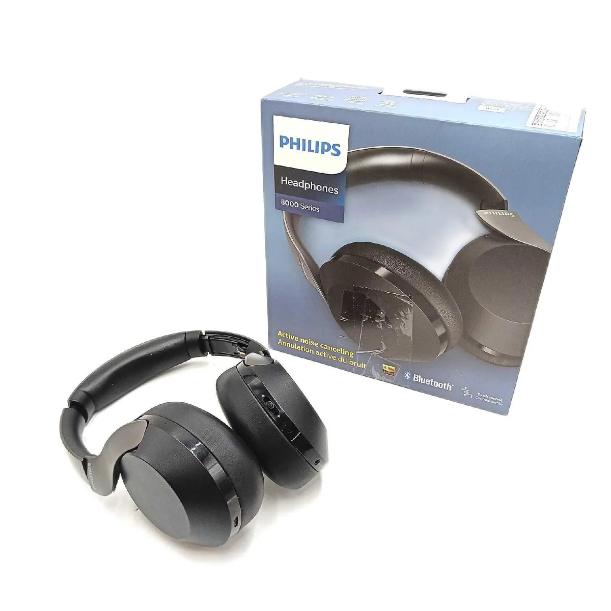 Hi Res Kopfhörer ANC Bluetooth Komfortabel Flexibel Sprachassistent Schwarz Gehäuse leicht beschäd