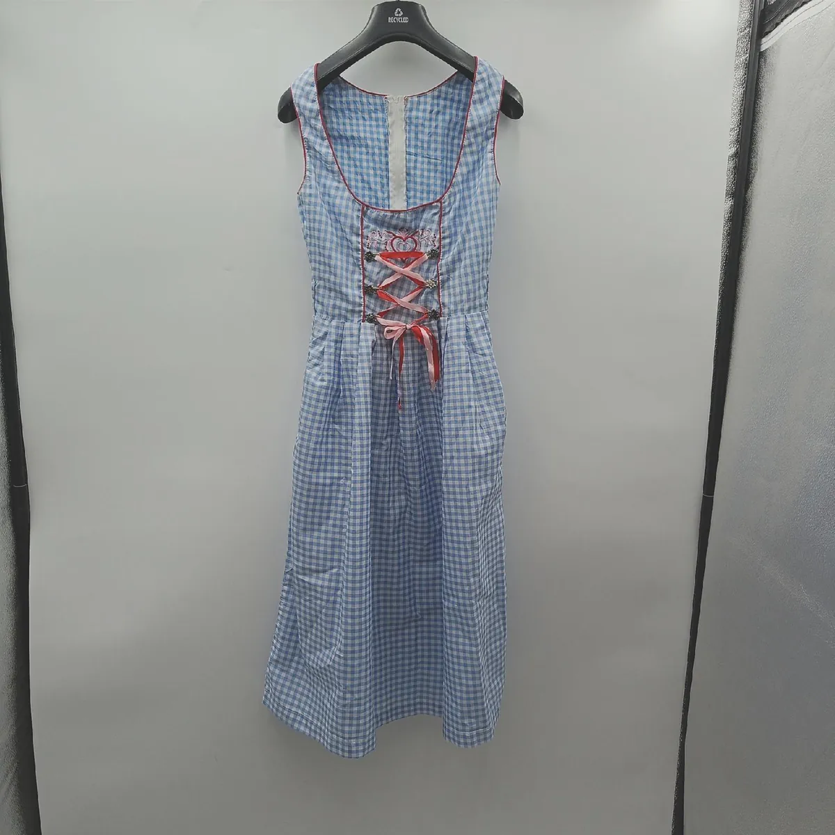 Donnerlittchen Mini Dirndl Damen Trachtenmode Lucy Hellblau Weiss Kariert Tradition