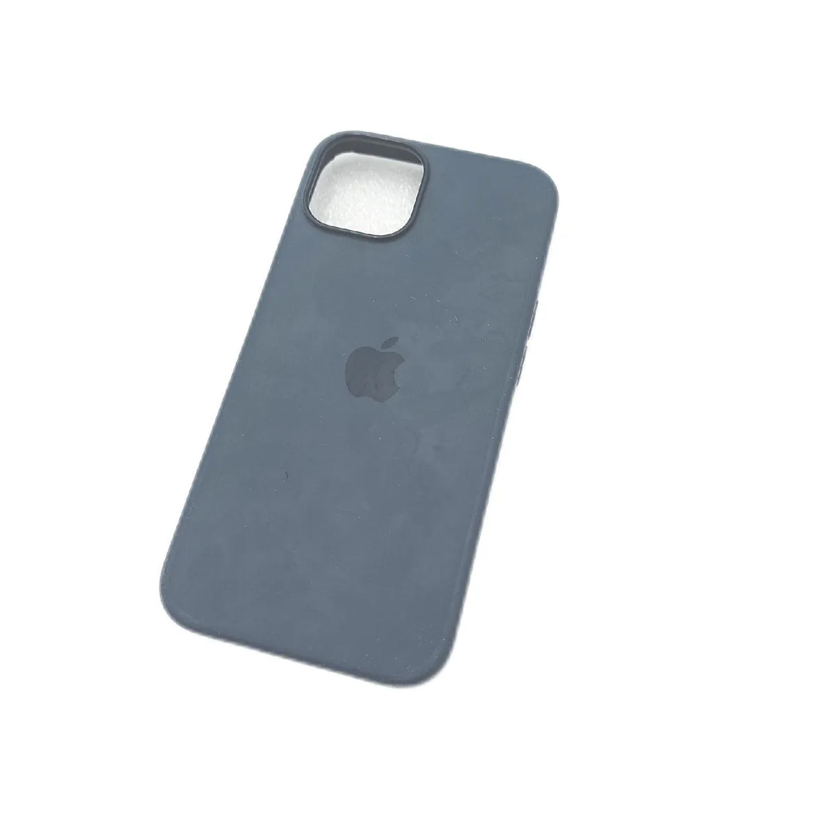 Apple iPhone 14 Silikon Case MagSafe Sturmblau Huelle leicht beschaedigt