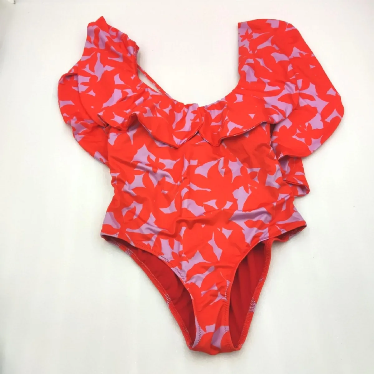 TRENDYOL Badeanzug Damenmode Einteiler Floral Muster Mehrfarbig Sommerstrand