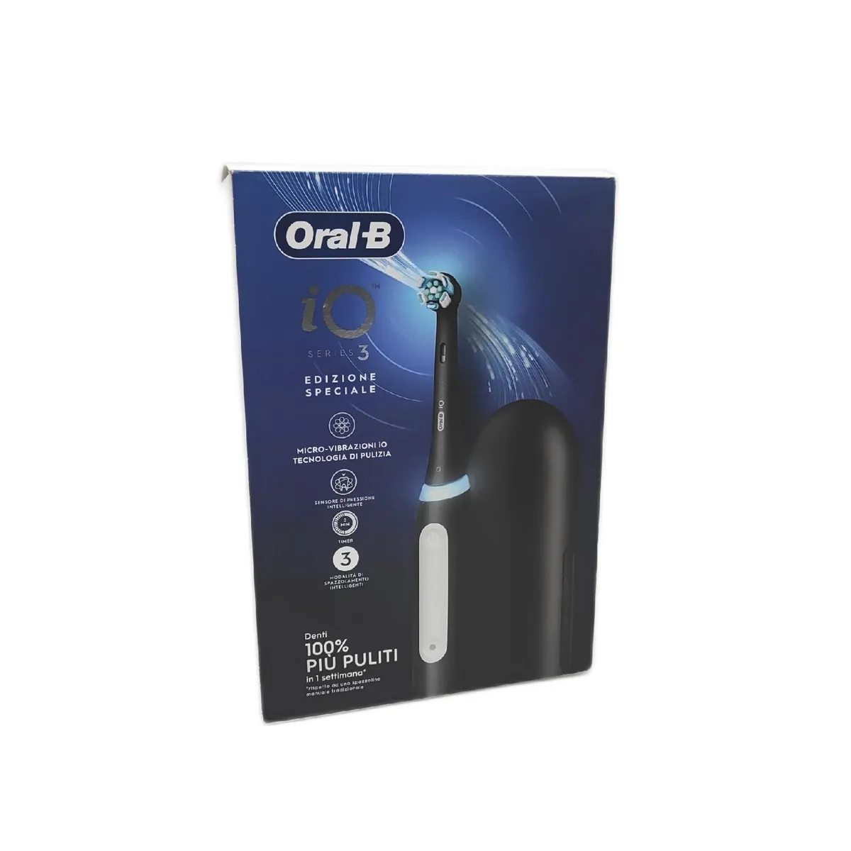 Oral B Wiederaufladbare elektrische Zahnbürste iO 3 Schwarz 1 Ersatzkopf 1 Oral