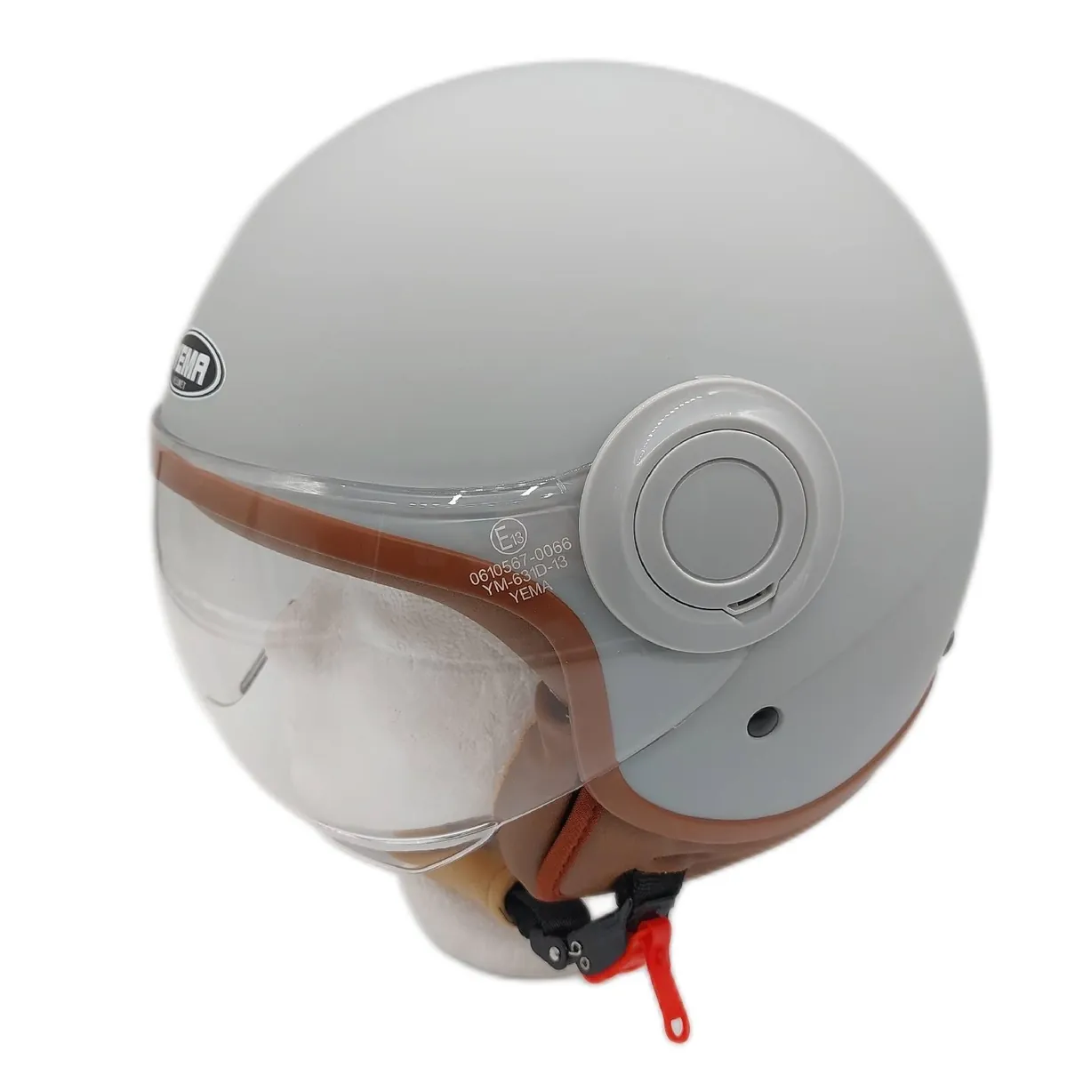 YEMA Helm Jethelm Motorradhelm DW 631 Moped für Herren Damen Grau Stabilität Sicherheit