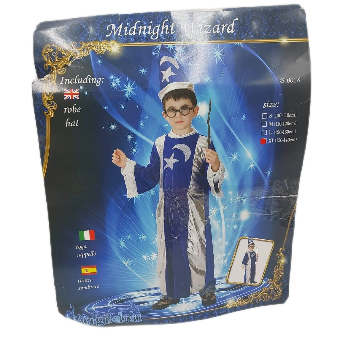 Merlin Zauberkostüm Kinder Verkleidung Karneval Halloween Geschenk Weihnachten blau silber