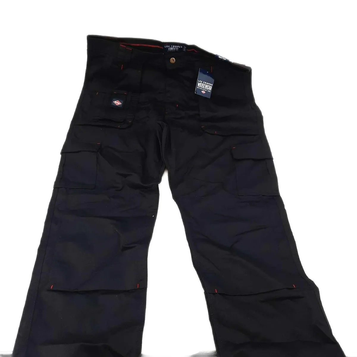 Lee Cooper Cargohose Arbeitskleidung Herren LCPNT206 Multi Taschen Strapazierfähig Schwarz