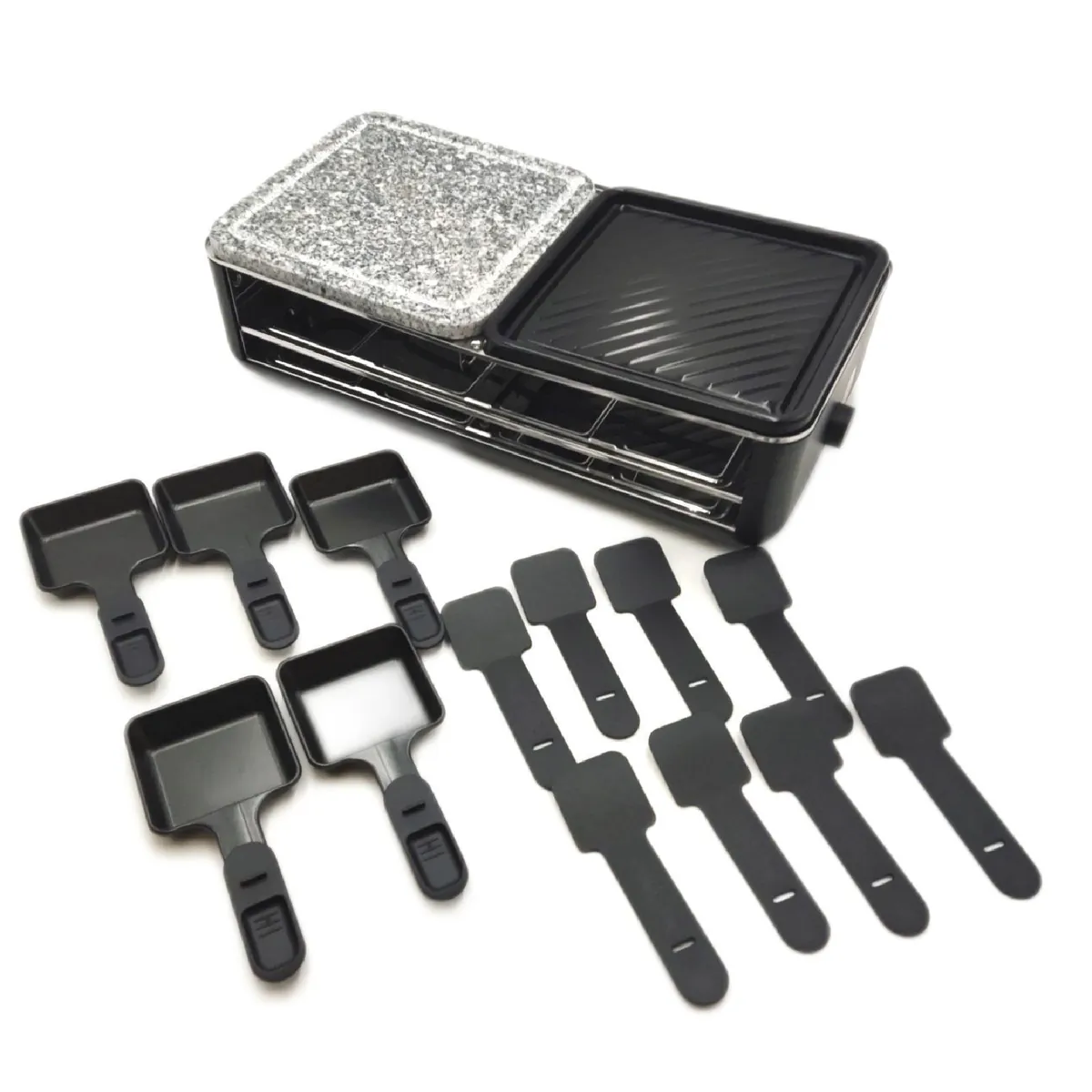 SEVERIN Raclette Grill 8 Personen Naturgrillstein Black Line 3 Pfannen fehlen